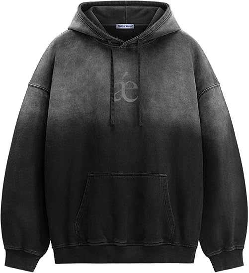 Aelfric Eden Essential Hoodies For Men Acid Wash Gradient Oversized Heavyweight Cotton Plain Hooded Sweatshirt Unisex