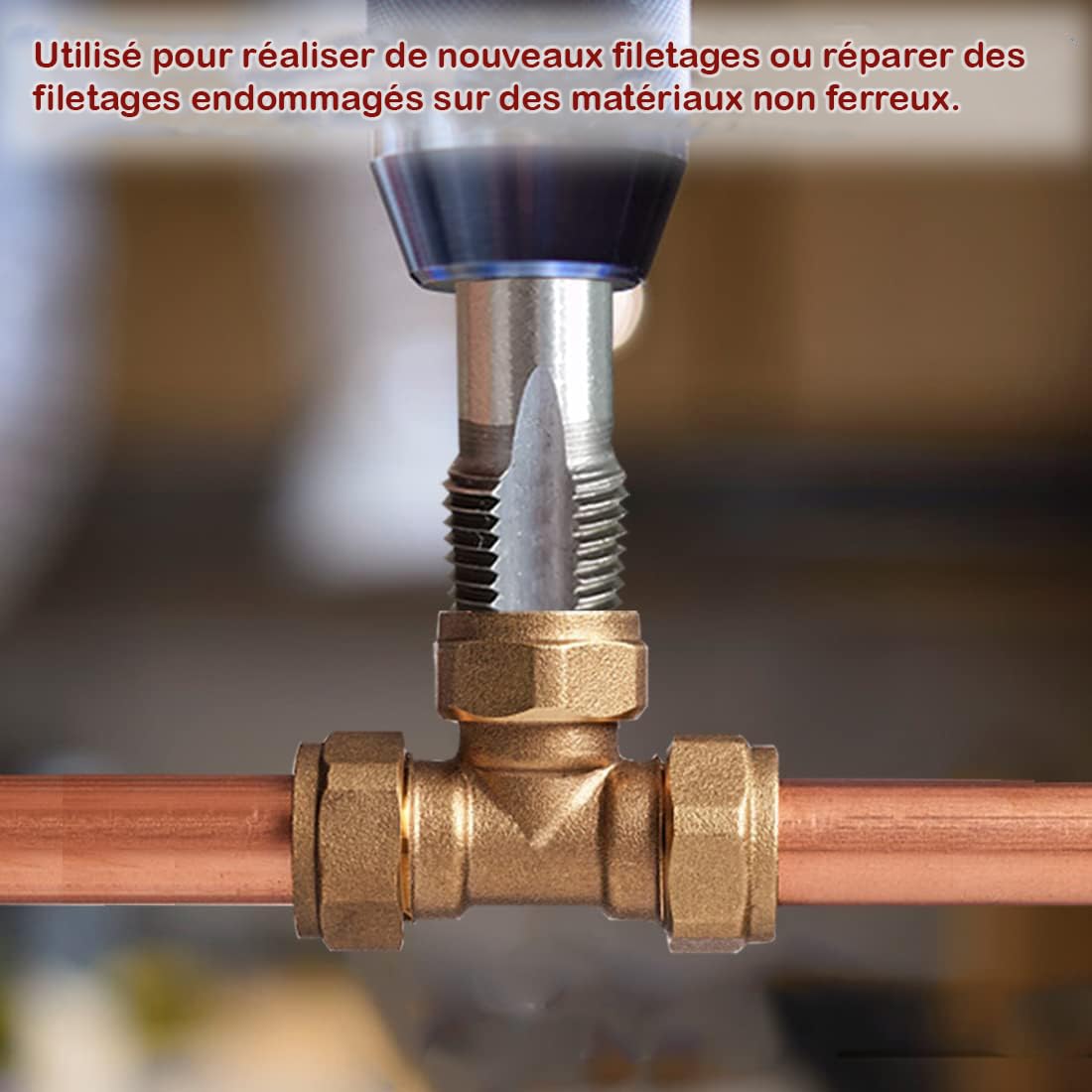 Kit de 5 Tarauds NPT en Acier Haute Vitesse, Tailles 1/8" à 3/4", pour Filetage Tuyaux Plomberie et Auto