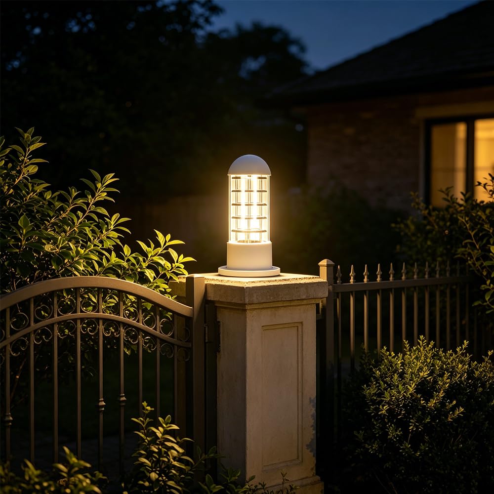 Luci palo Lampada esterno E27 Piazza Recinzione Colonna Piedistallo Lampione da giardino Luce Cancello Paletto Luce pilastro retrò Alluminio Impermeabile Patio terra lampioncino per vialetti (C)