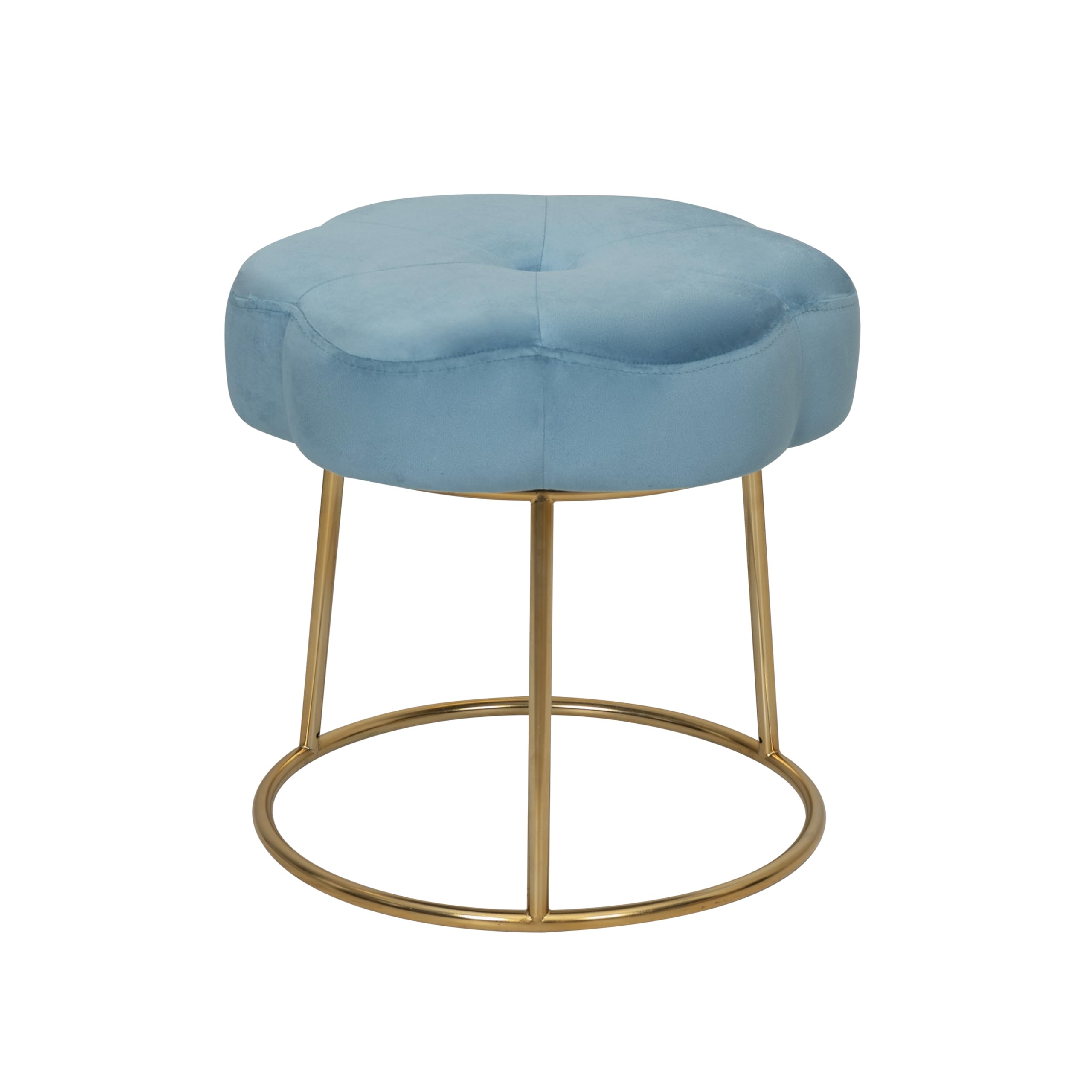 Linon Talulah Light Blue and Gold Vanity and Accent Stool