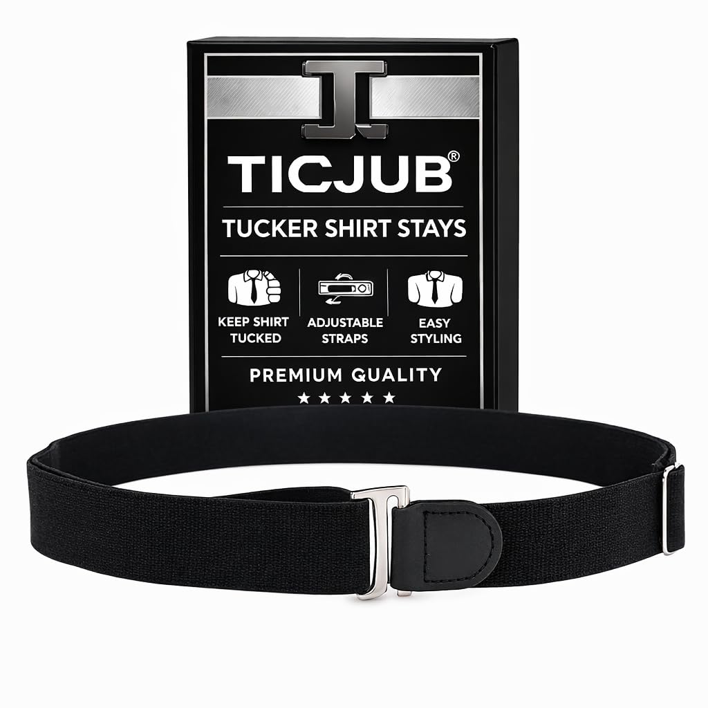 ticjub Shirt Stays Elastic Adjustable Tucker Belt For Men Women,Shirt Tucker belt strap Maximum Strech,Elastic Strecheable Belt, (unisex | black)-picture-28