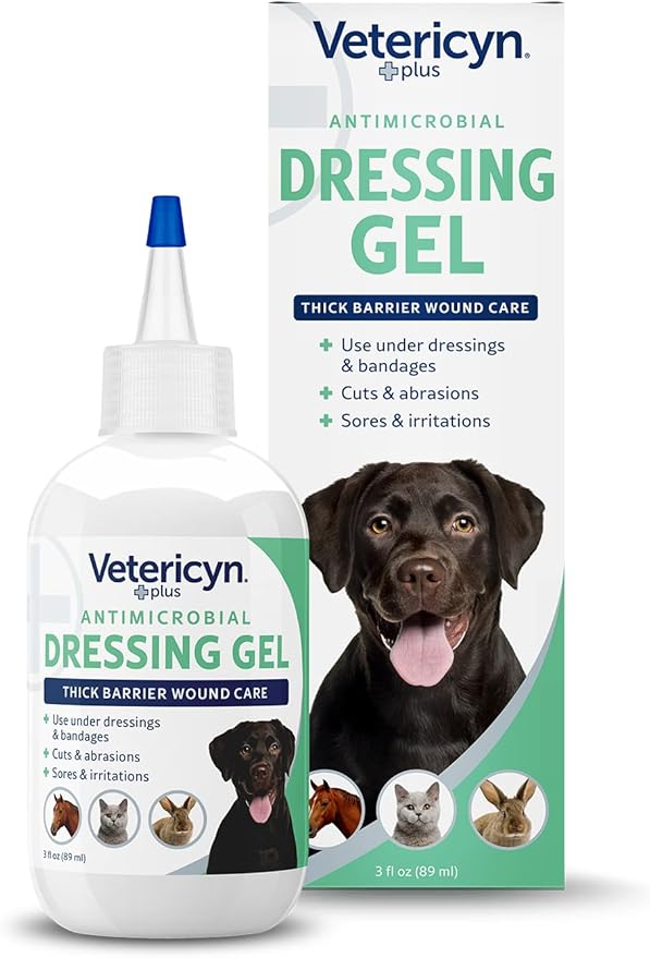 Vetericyn Plus Wound Dressing Gel for Animals| Thick Barrier Wound Care for Cats, Dogs, Horses, and Small Animals, Works on Wounds and Skin Irritations. 3 Ounces