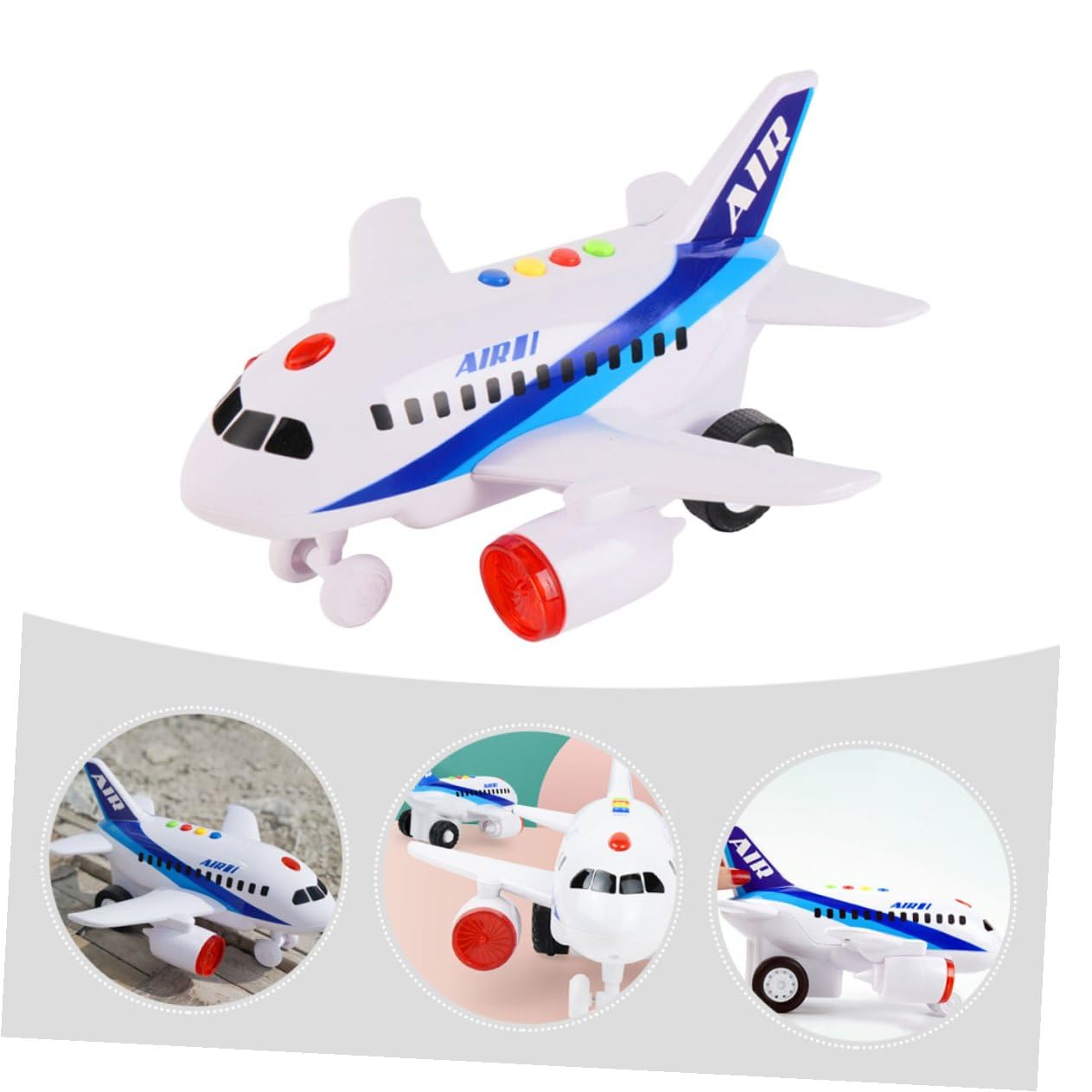 Gatuida Avión de Juguete Educativo para Pequeños, Modelo Inercial sin Batería, Material Plástico Seguro, Avión Giratorio para Aprendizaje y Desarrollo Temprano, Juguete Luminoso para