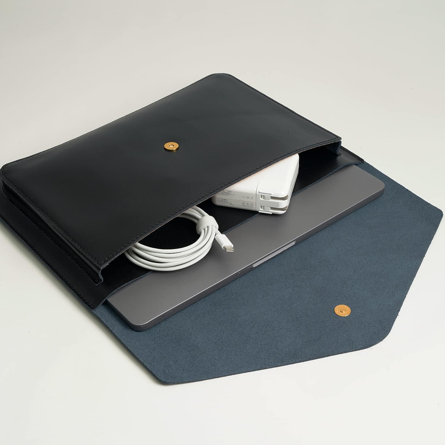 Leather Laptop Sleeve Compatible with New 14 inch MacBook Pro A2992/2918 M3 A2779/A2442,Old MacBook Air 13 A1466 A1369, Old MacBook Pro 13 A1502 A1425, Surface Laptop 13.5 Color Black - Image 3