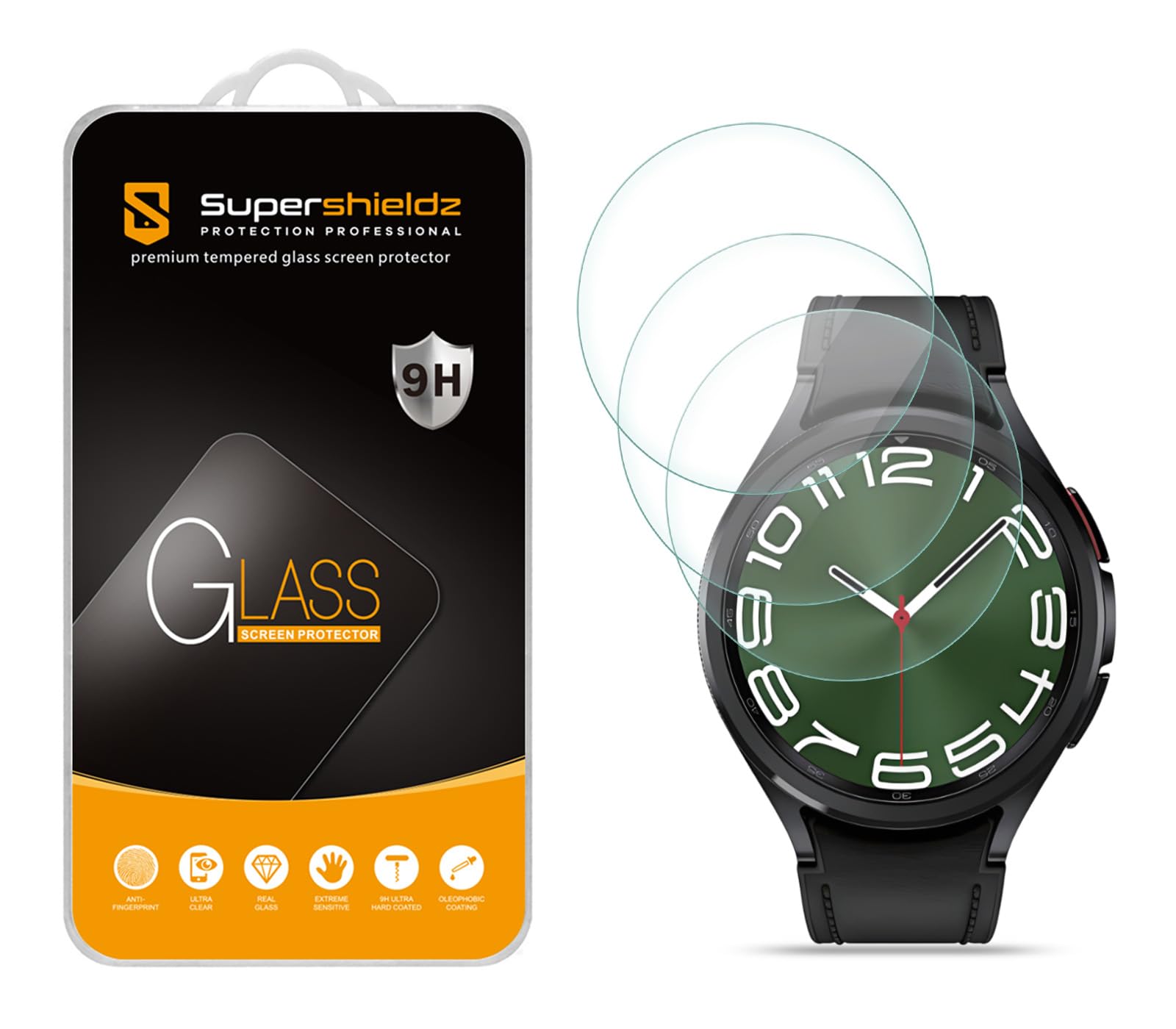 Supershieldz (3 Pack) Designed for Samsung Galaxy Watch 6 Classic (47mm) Tempered Glass Screen Protector, Anti Scratch, Bubble Free