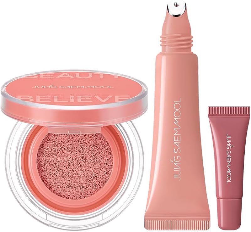 JUNG SAEM MOOL Conjunto Artist Flush Trio com blush cushion, gloss labial e mini gloss Light Peach Beige