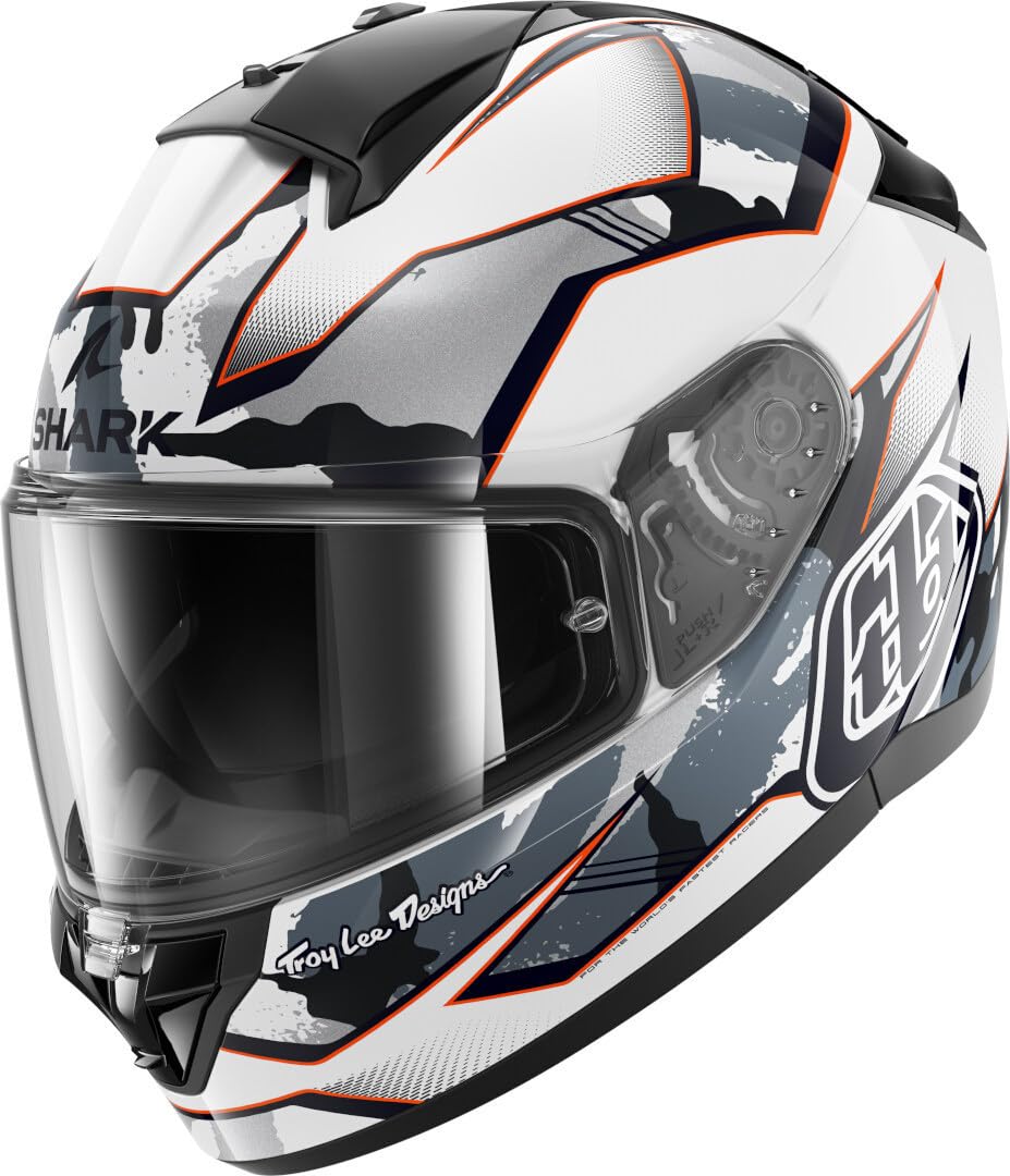Shark, Casco Moto Integrale RIDILL 2 MATRIX x TROY LEE DESIGN CAMO White Silver Red, M