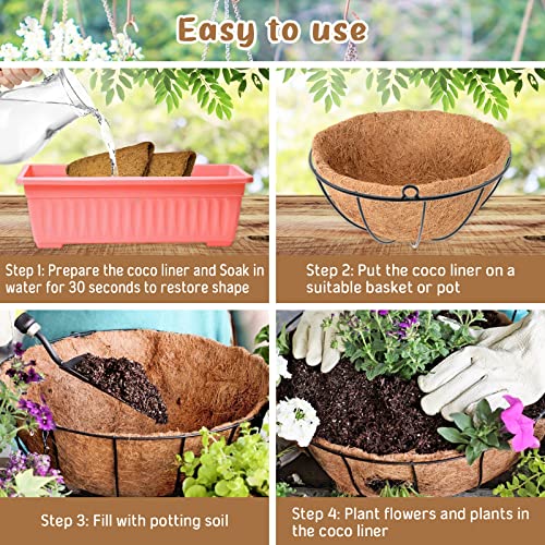 Legigo 3 Pack 20 Inch Hanging Basket Coco Liners Replacement, 100% Natural Round Coconut Coco Fiber Planter Basket Liners for Hanging Basket Flowers/Vegetables