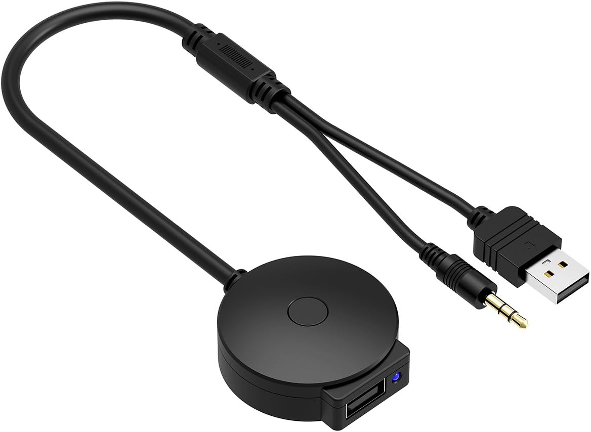 CHELINK in-Car USB Bluetooth 4.0 Wireless Music Receiver Adapter to Aux & USB Cable for B-M-W & Mini Cooper