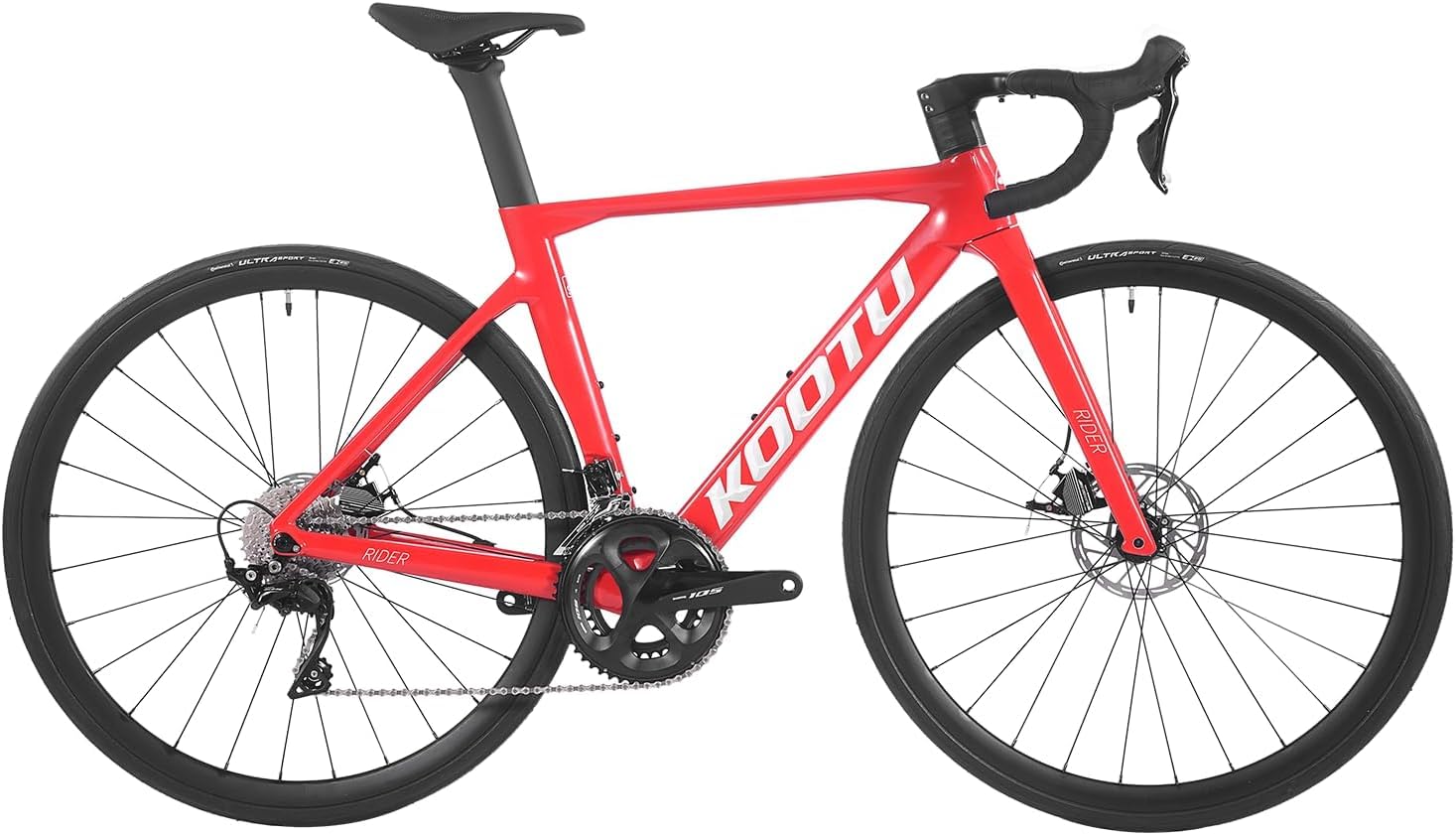 KOOTU Carbon Rennrad, T800 Lightweight Carbon Fiber Frame Rennrad mit 105 R7000 22 Speed Groupset und Wire-Pull Disc Brake für Mann und Frau