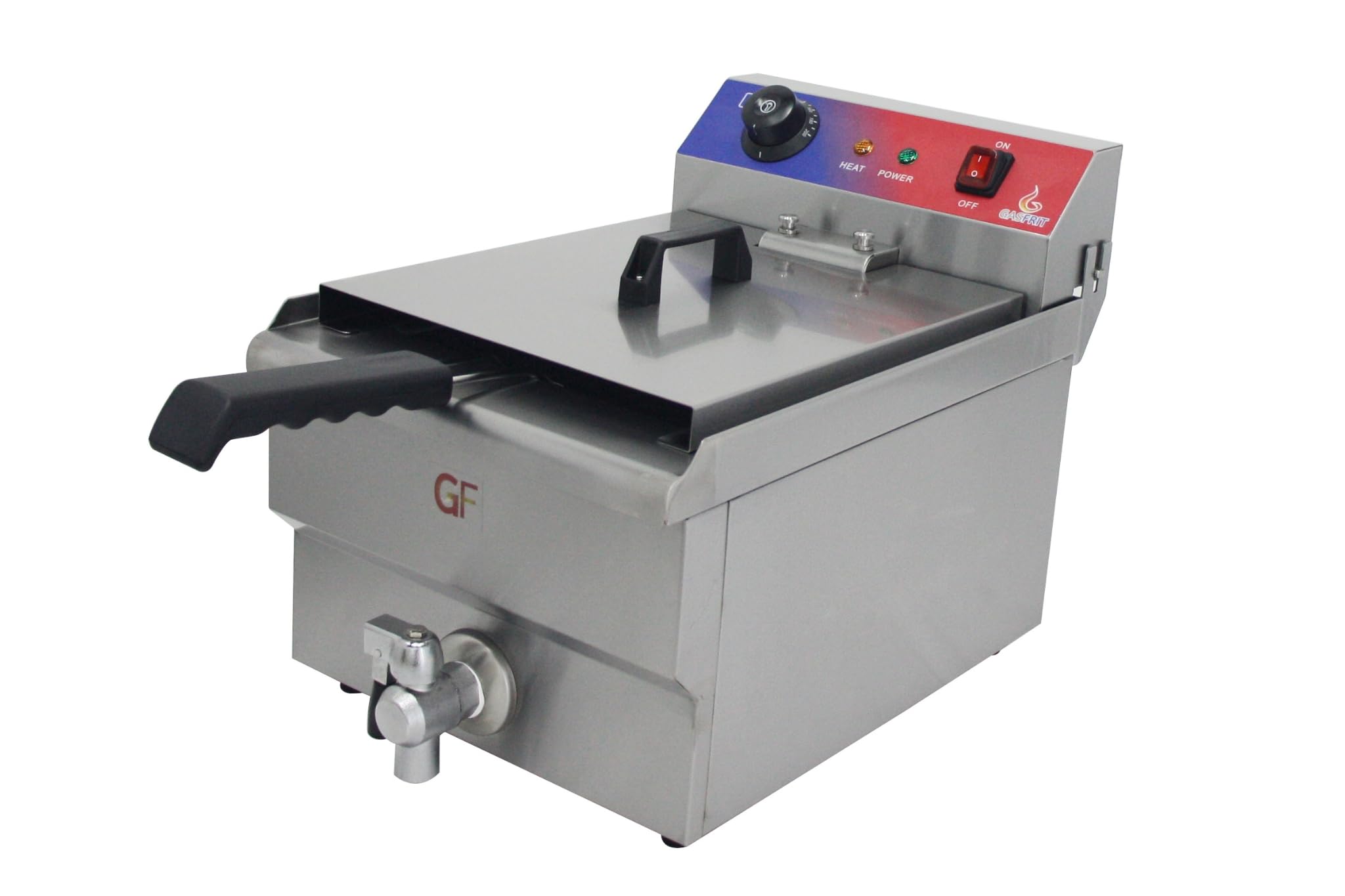 Friggitrice elettrica professionale industriale con rubinetto, acciaio inox, zone fredde, termostato E.G.O, 13 L o 13+13 L