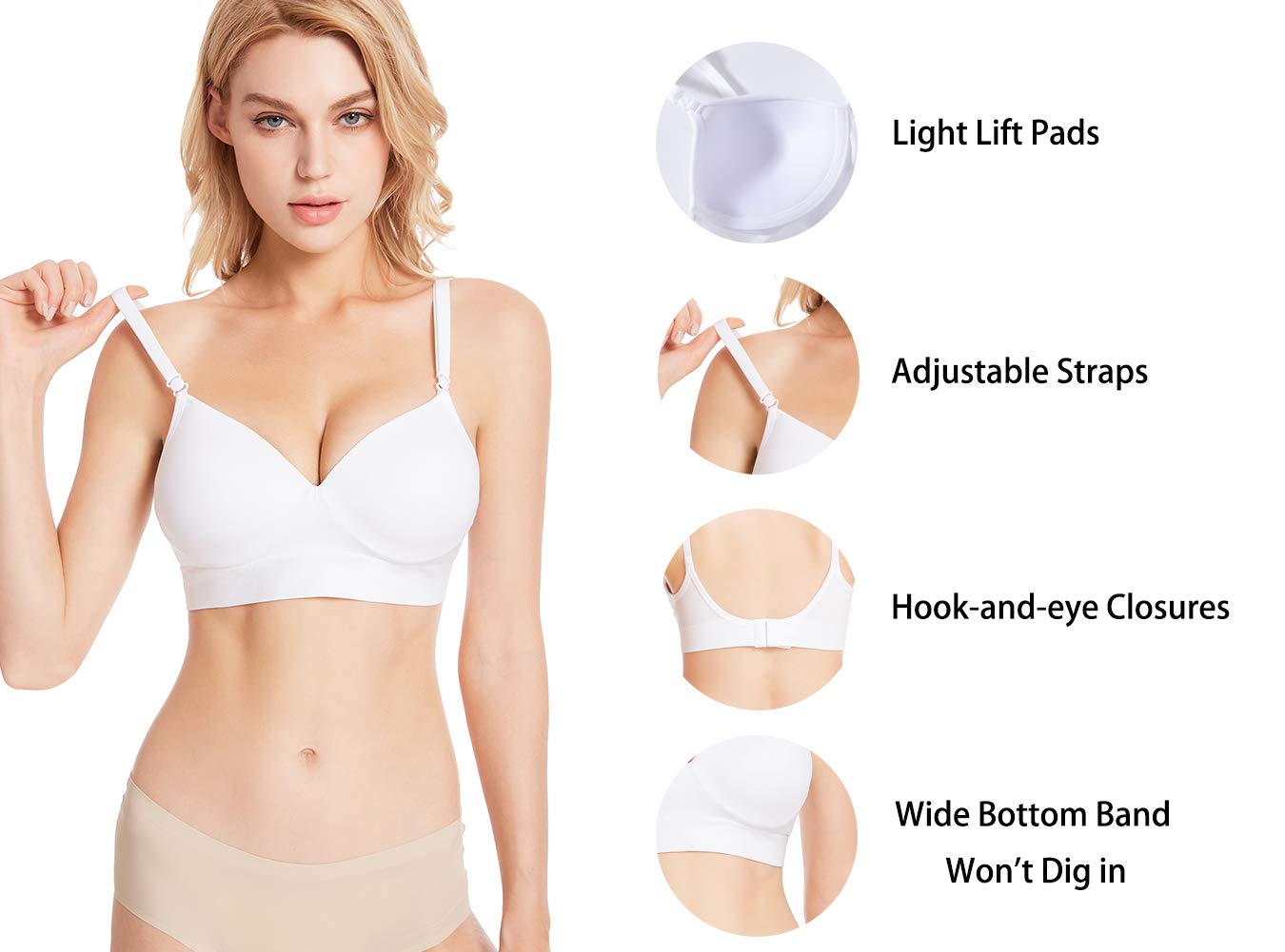 Lemef Seamless Bras for Women Wirefree Padded Bras