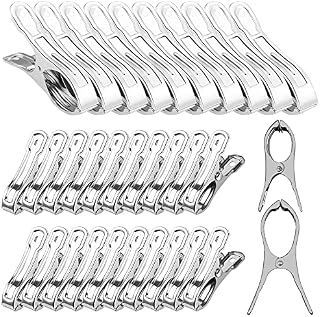 30 Pcs Stainless steel Clips,DanziX 2.1-Inch 3.6-Inch Clips for Netting Plant Cover Greenhouse Frame Clothes Towel Quilts
