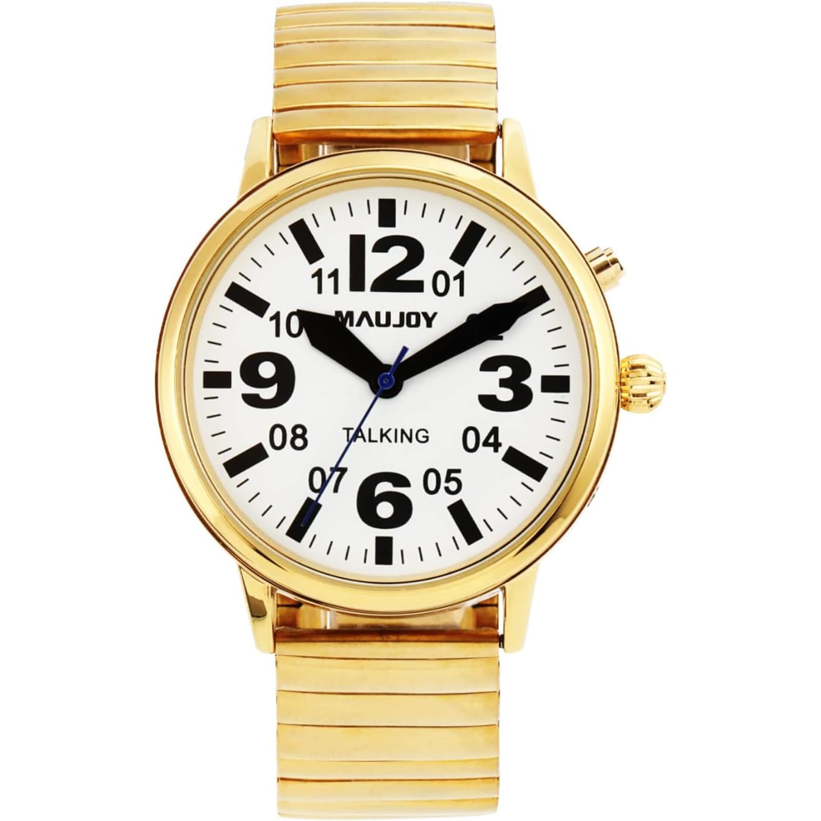 Montre parlante Anglaise pour Homme et Son Fort, Annonce l'heure | Annonce en français + réglages vocaux, alarme et carillon horaire adaptés aux seniors et malvoyants