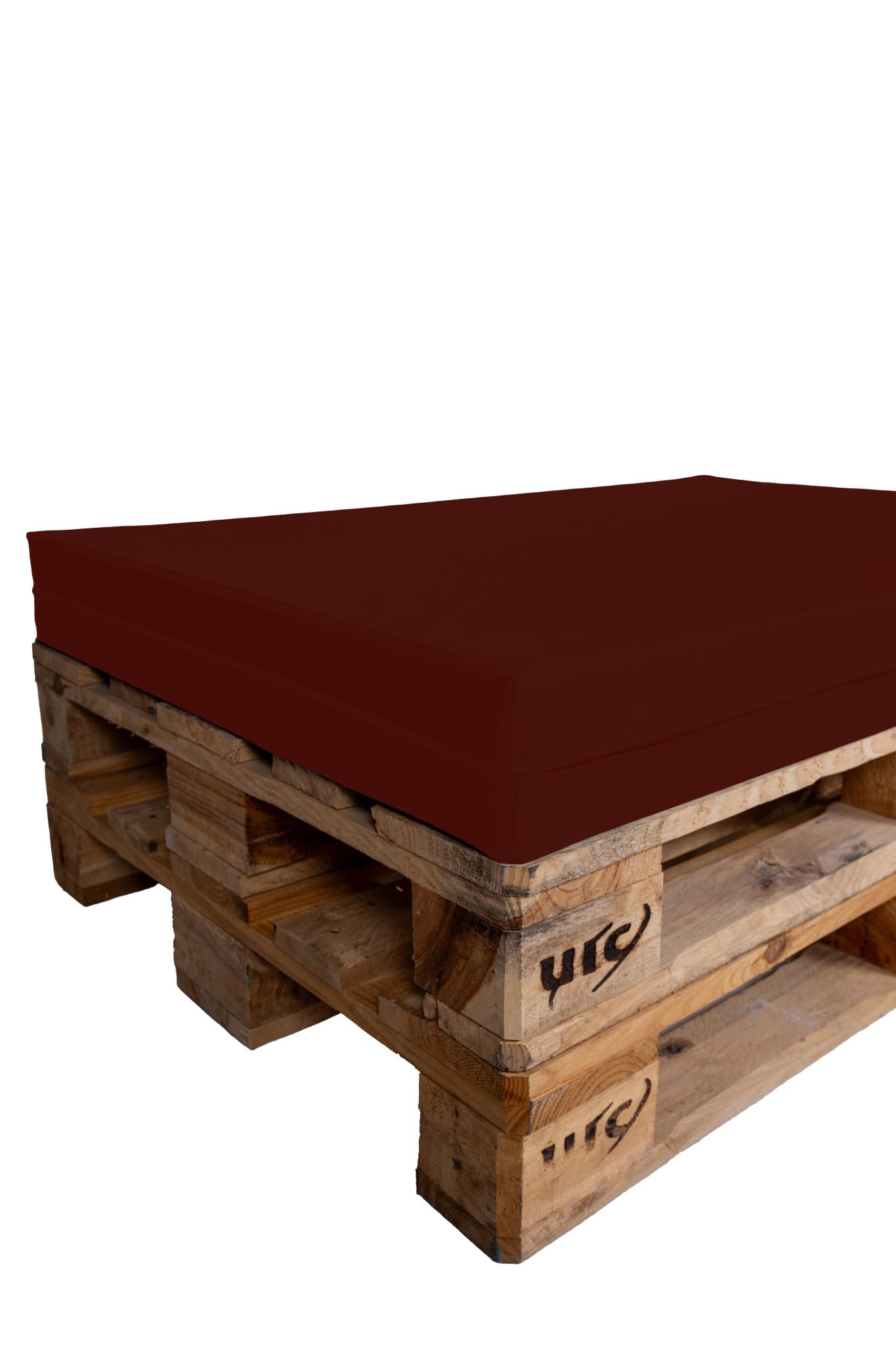 TexDeko Poduszki na palety, sofa paletowa, poduszki na palety, poduszki na materac (120 x 80 x 8 cm), pianka na europaletę, poduszka dla psa, nakładka (w kolorze bordowym z wodoodporną poszewką)