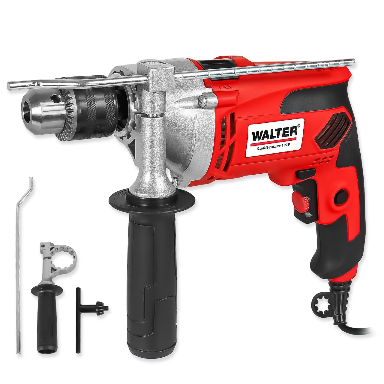 WALTER Schlagbohrmaschine (910 Watt, elektr. Drehzahlregelung, mit zweiten Handgriff, Tiefenanschlag, max. Bohr-Ø: Holz: 25 mm, Beton: 16 mm, Metall: 13 mm)