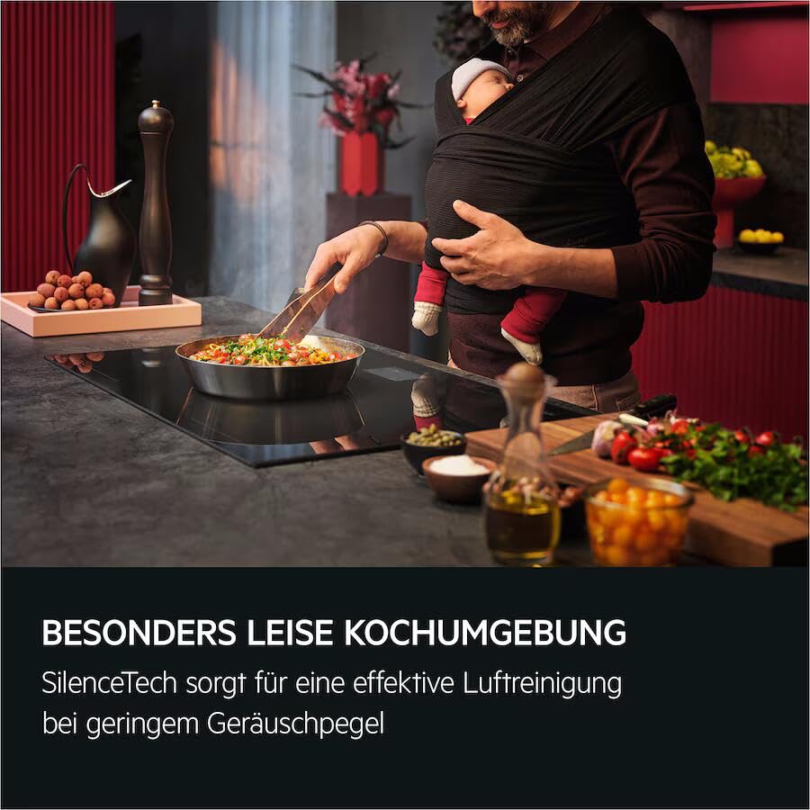 AEG Okap kuchenny seria 7000 z SilenceTech 60 cm – okap ścienny ze szkłem – przepływ powietrza wylotowego i termoobiegowego – maks. 760 m³/h w trybie wywiewu z maks. 67 dB (A) – funkcja wentylacji –