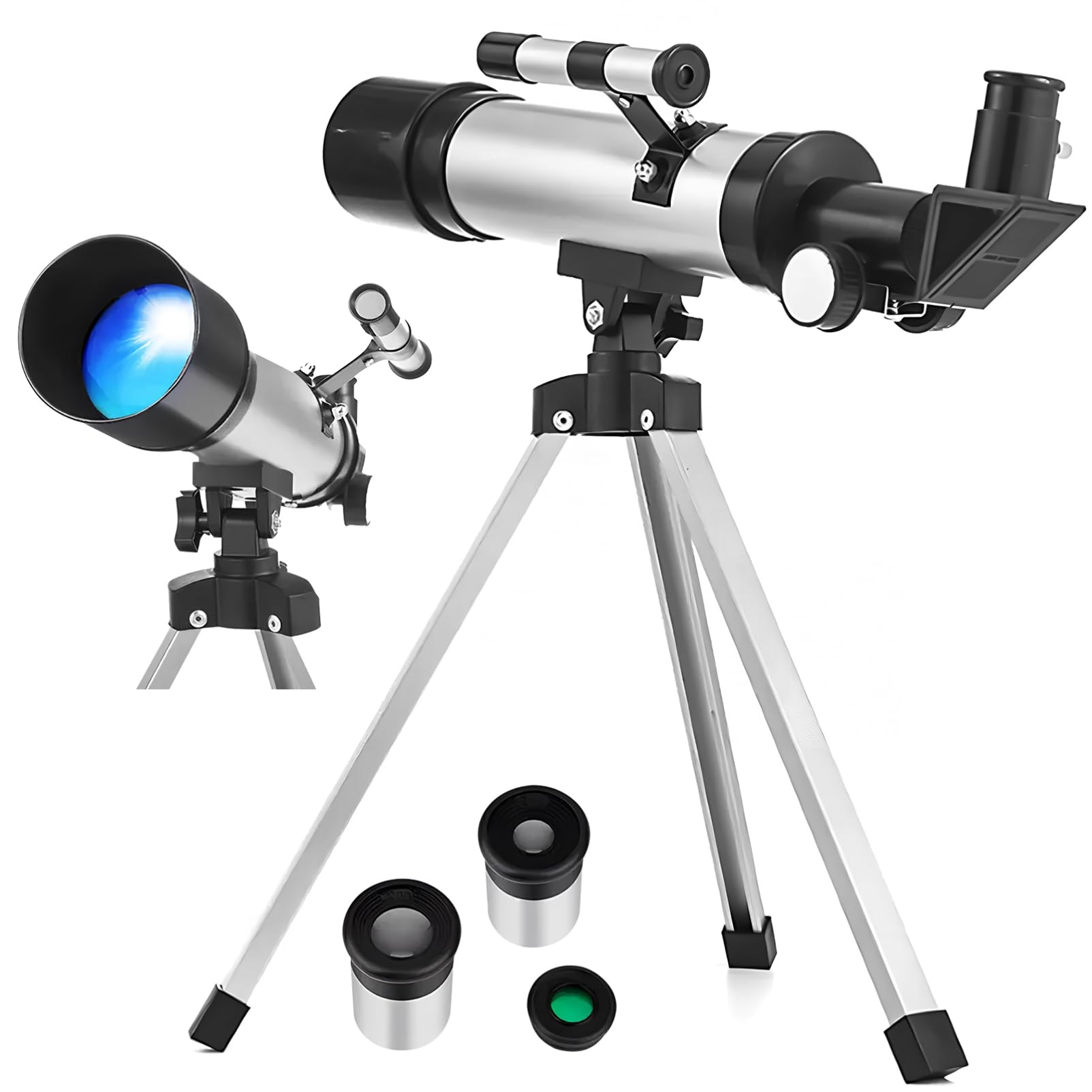 Balacoo Telescopio Astronómico Refractor para Adultos con Trípode Ajustable de Aleación de Aluminio y Diseño Portátil, Adecuado para Observación de Estrellas al Aire