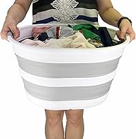 Vista 3 de Collpasible - Cesta de lavandería plegable (23 litros (blanco/gris)