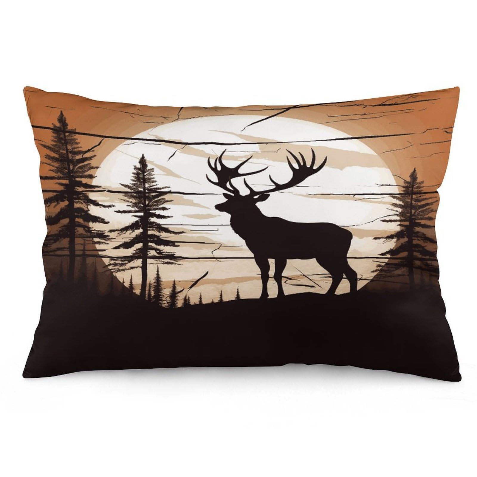 Wild Elk Silhouette Throw Pillow Covers with Silent Zipper Polyester Pillow Protectors Removable Pillow Cases Soft Pillowcase Cozy Pillow Sham Cushion Cover for Sofa Car Bed 20"x30"