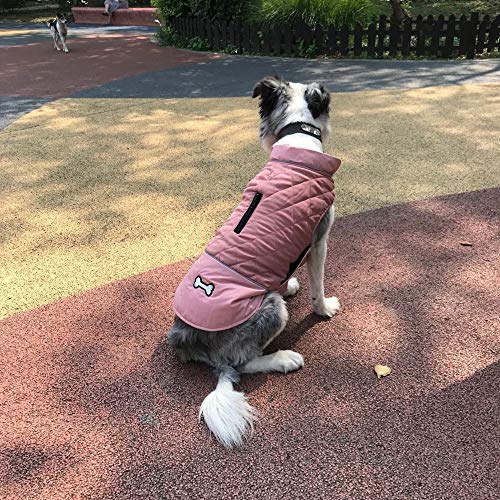 Winter Dog Coat Reversible Dog Jackets Bone Waterproof Reflective Cold Weather Pet Wearing For Small Medium Large Dogs (Pink, L) #TOP5