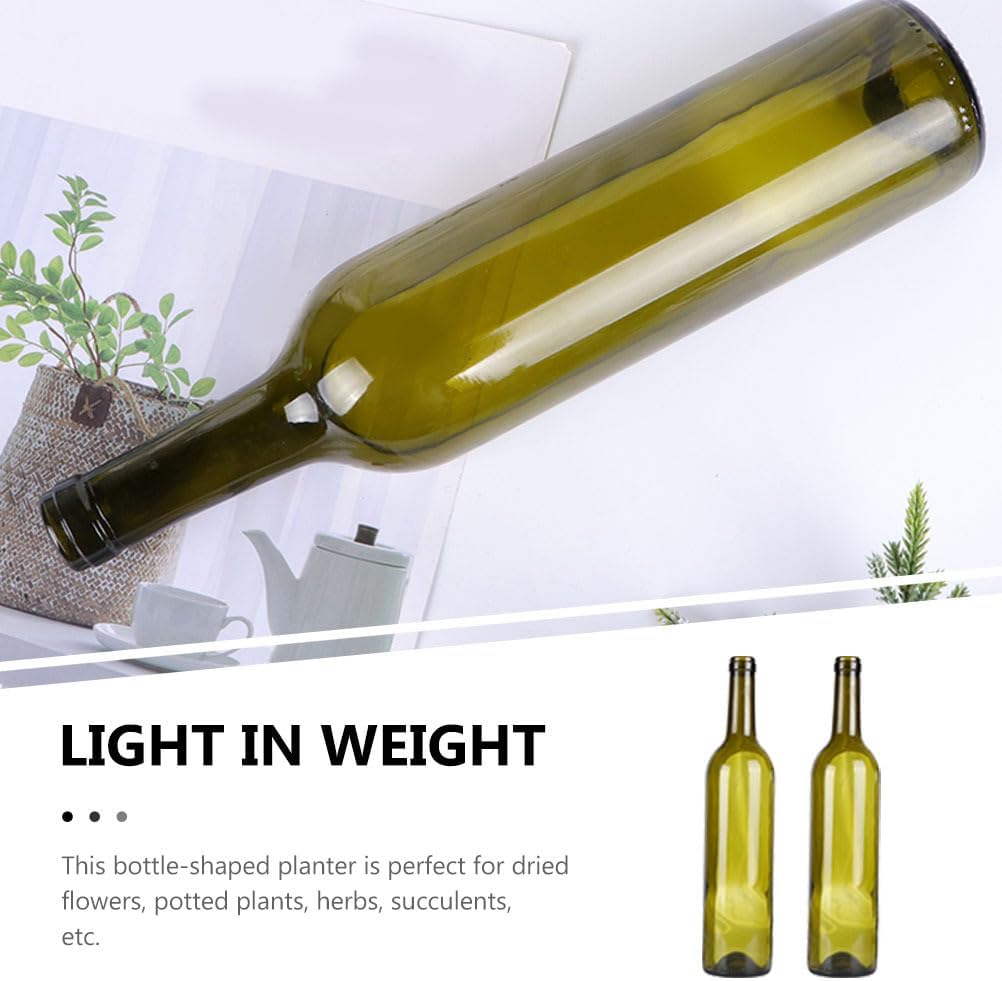DOITOOL Glass Candle Holder Decorative Bottle 12.59In Cut Wine Bottle Vase Planter Set of 2 for Succulents Dried Flowers Table Centerpiece