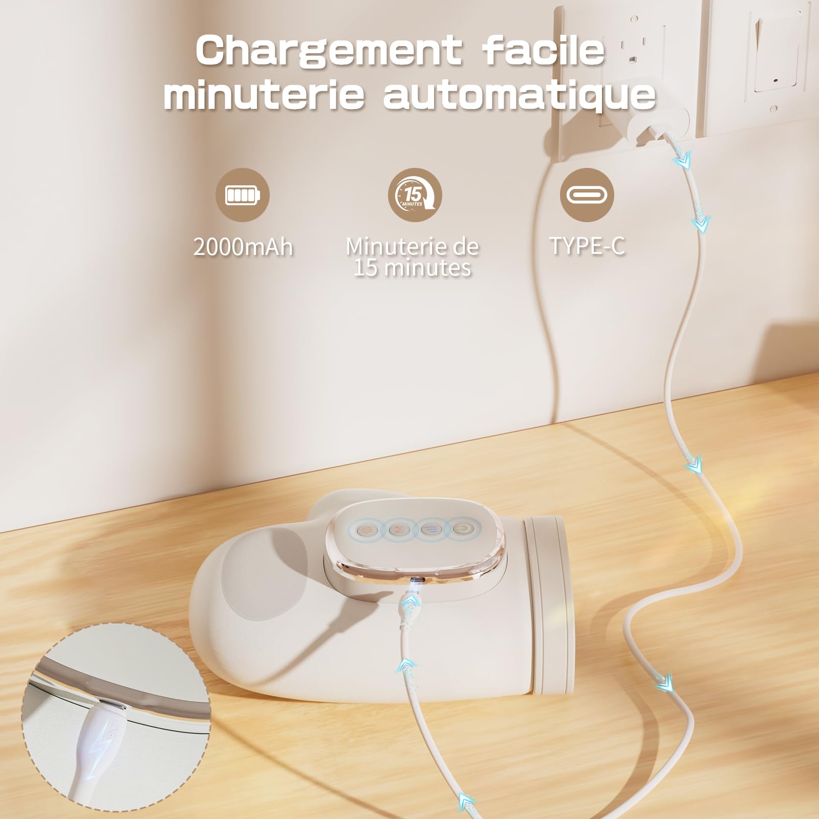 Masseur Électrique pour les Mains, Chauffage et Fonction de Pression Airbag, 3 Modes, 5 Intensités, Cadeau pour les Hommes et les Femmes, Soulage la Fatigue des Mains