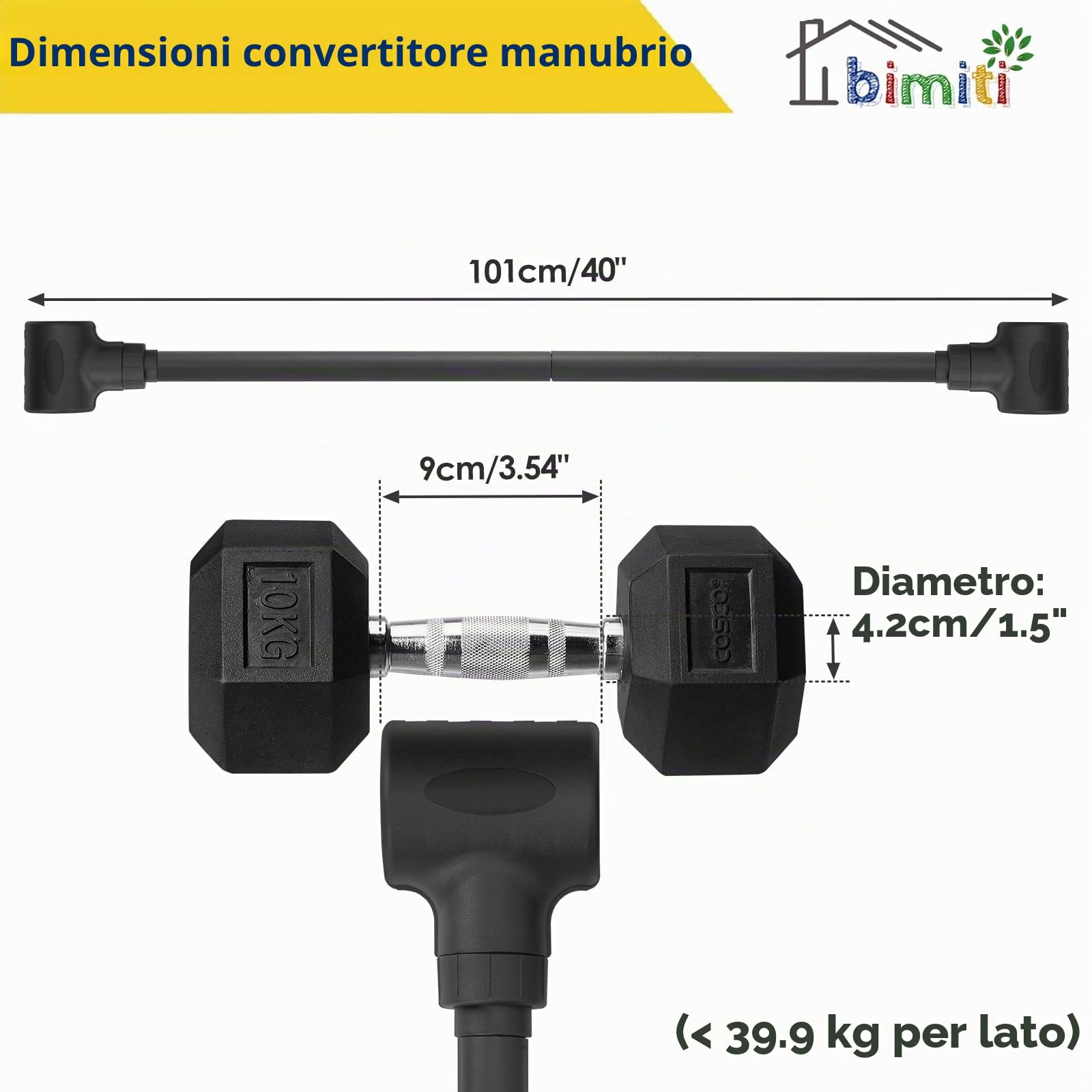 Bimiti Convertitore di manubri a barra regolabile per sollevamento pesi - Accessori che supportano fino a 175 libbre per palestra