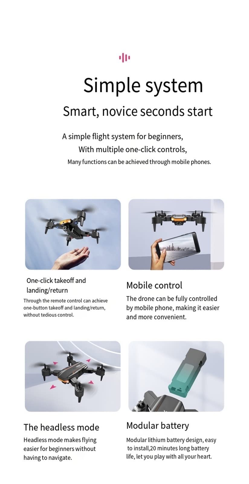 Drone Mini Drone 4K Podwójna kamera HD Kamera szerokokątna WiFi Fotografia lotnicza Helikopter Składany quadcopter Drone Zabawka (Kolor : 4K Podwójny aparat Rozmiar : 1) (4K Podwójny aparat 1)