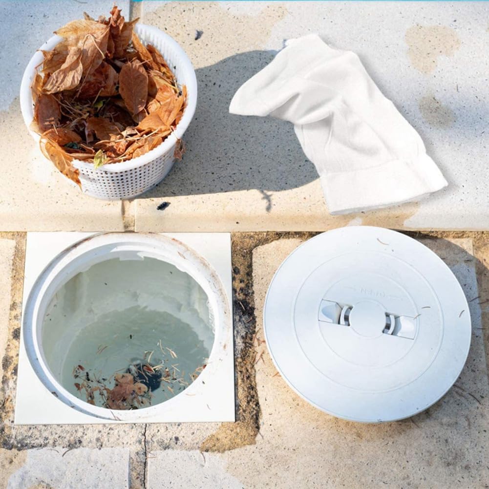 Lot de 100 chaussettes de skimmer de piscine pour filtre de piscine, paniers filtrants et skimmer pour filtrer la saleté et les feuilles, système de filtration, filtre à panier blanc