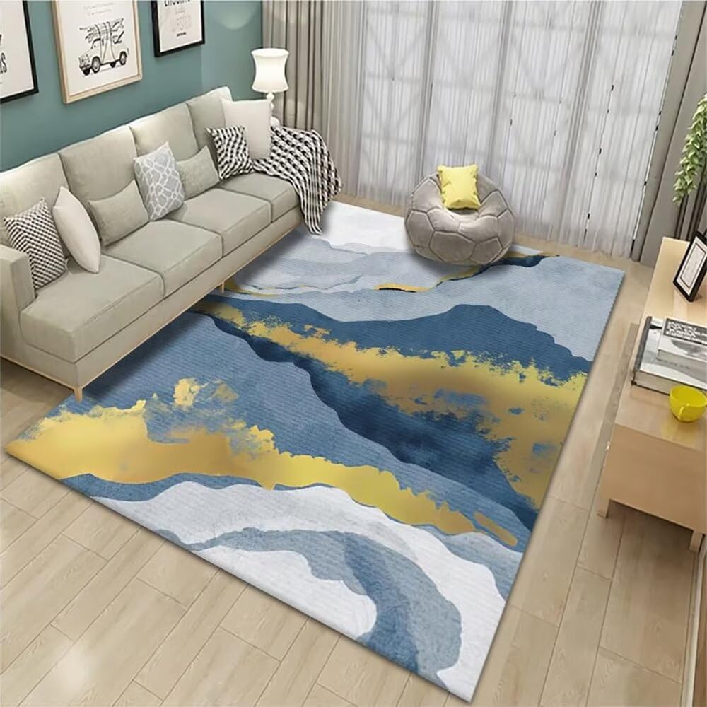 Tapis anti dérapant et acoustique jaune pour un salon sécurisé