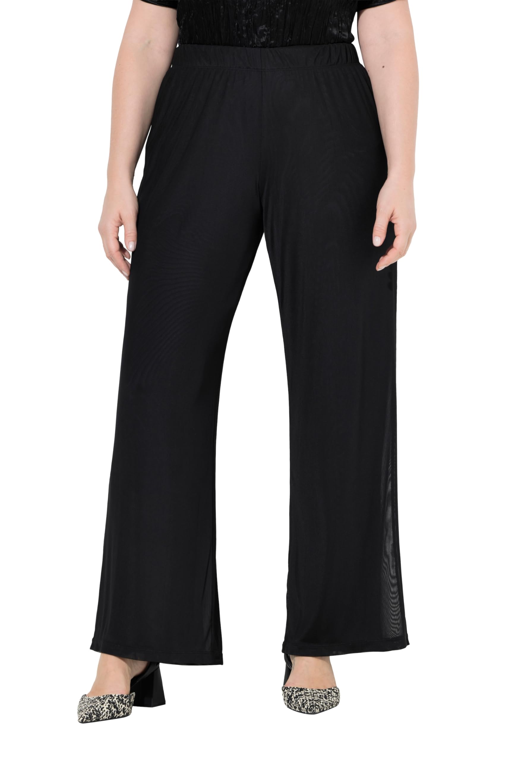 Ulla Popken Damen große Größen Übergrößen Plus Size Slinky-Mesh-Hose, gerades Bein, doppellagig, Elastikbund 848802