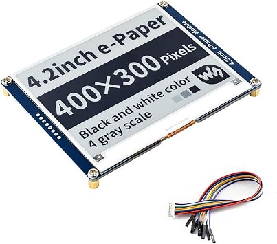 4.2 inch E-Ink Display Module for Raspberry Pi 5/4B/3B/Zero/Zero W/Zero 2W/Pico/Pico W/Pico WH 400x300 Resolution Black White Two Colour SPI Interface Support Partial Refresh