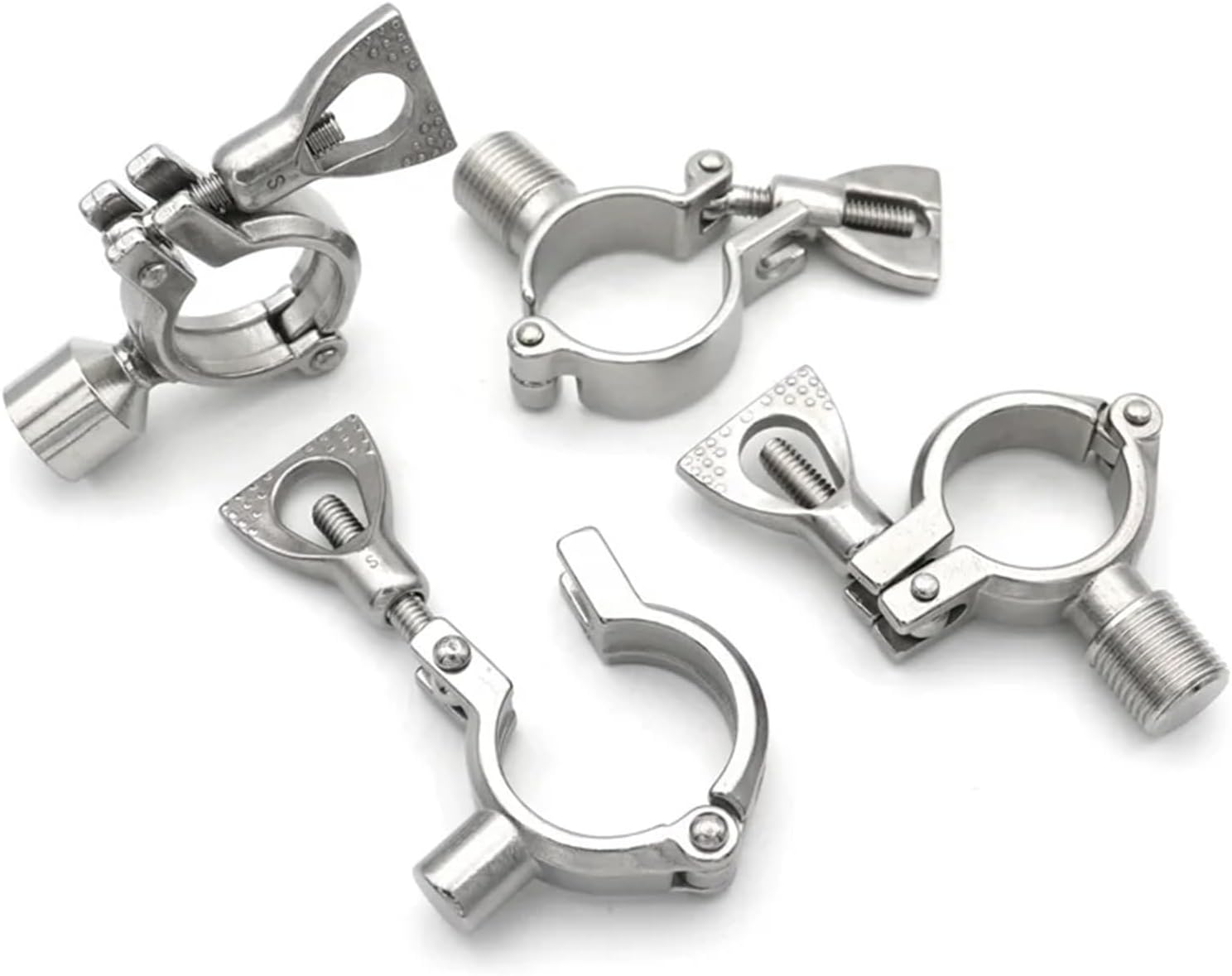 304 Stainless Steel Pipe Holder Clamp Type Clips Support Tube Bracket 1/2" BSPT Thread OD19 25 27 34 38 51 63 76 102mm(D,34MM_SS304)