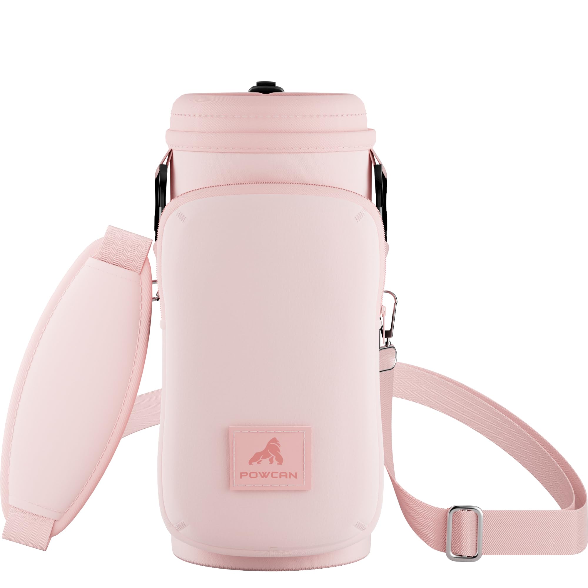 POWCANWater Bottle Holder with Strap, Fits 32/40 oz Bottle, Adjustable Shoulder Strap with Phone Pocket, Neoprene Sleeve, Water Bottle Carrier Bag for Hiking, Travelling and Camping (Cotton Candy)