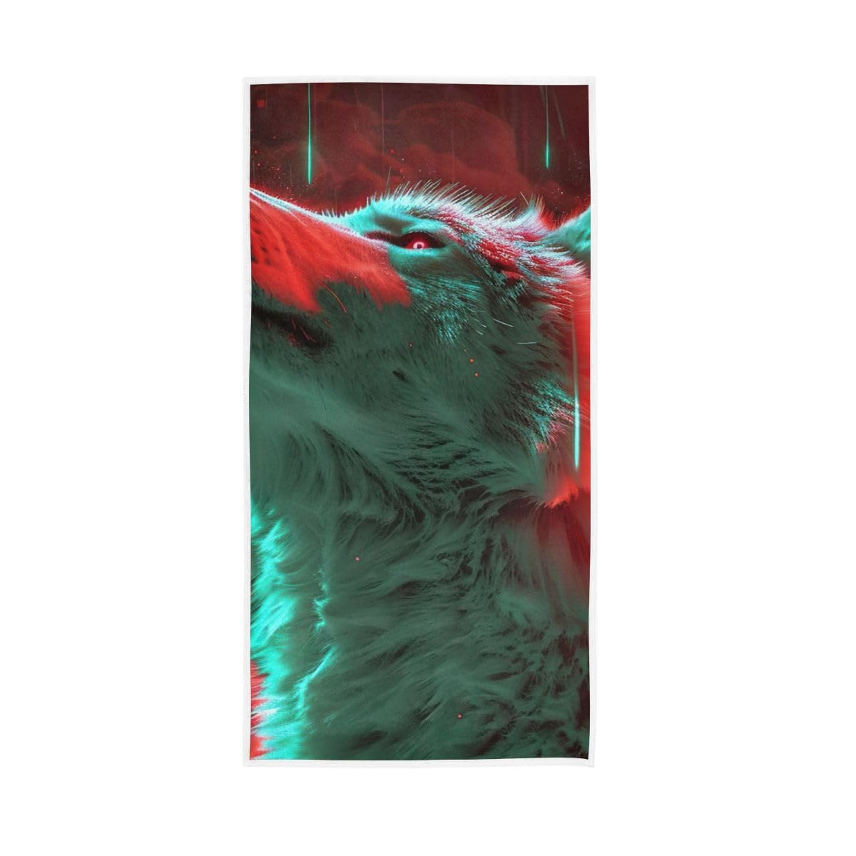 LSRCPD Wolf Red Green Hand Towel, Multipurpose Cotton Hand Towels for Bathroom, Gym, Hotel, Spa 15 x 30 Inches