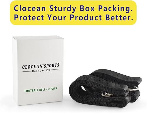 Miniatura 2 de Cinturón de fútbol web con dos anillos en D de acero inoxidable de 52 pies, cinturón para hombres, mujeres, niños, jóvenes, niños y niñas