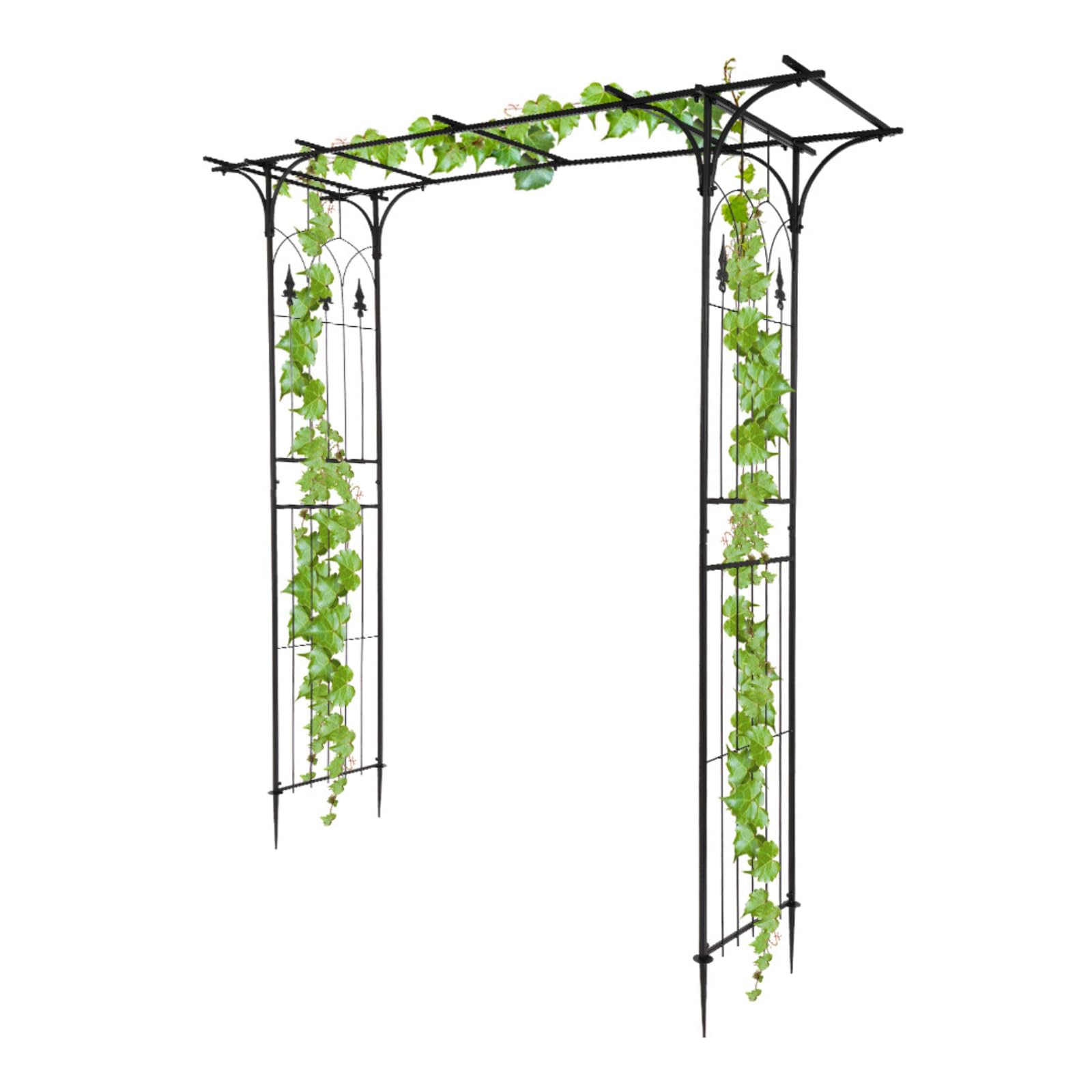 LEADZM Gartenbogen aus Metall 206x41x208cm – Rosenbogen & Rankgitter in Schwarz – Stabiler Rankbogen für Kletterpflanzen