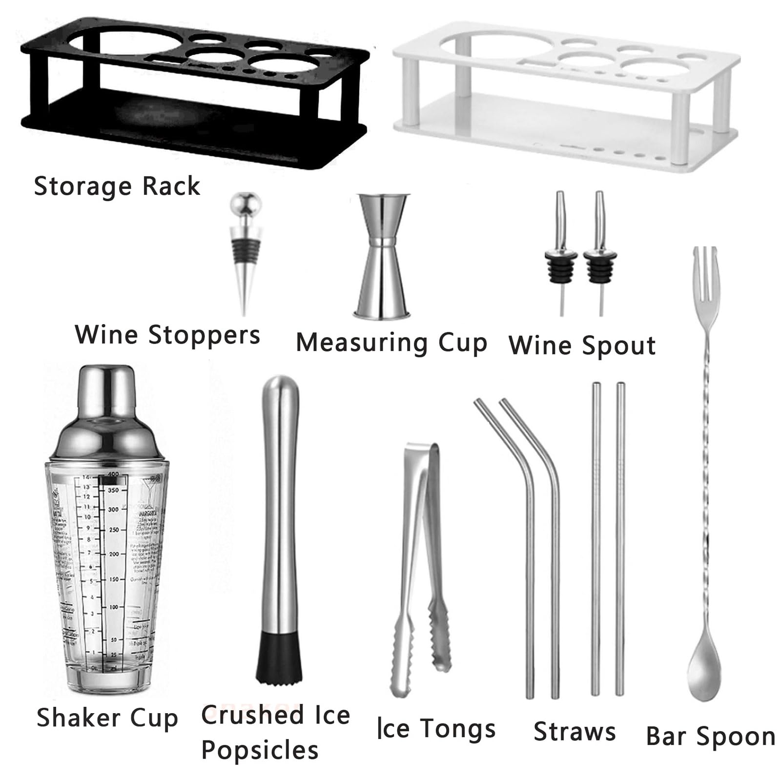 Coctelera de Acero Inoxidable 13 piezas Coctelera para Cócteles Kit Con Soporte acrílico juego de barman con Mortero de Cóctel Accesorios Profesional para Mezclar Bebidas,Barra,hogar,Fiestas