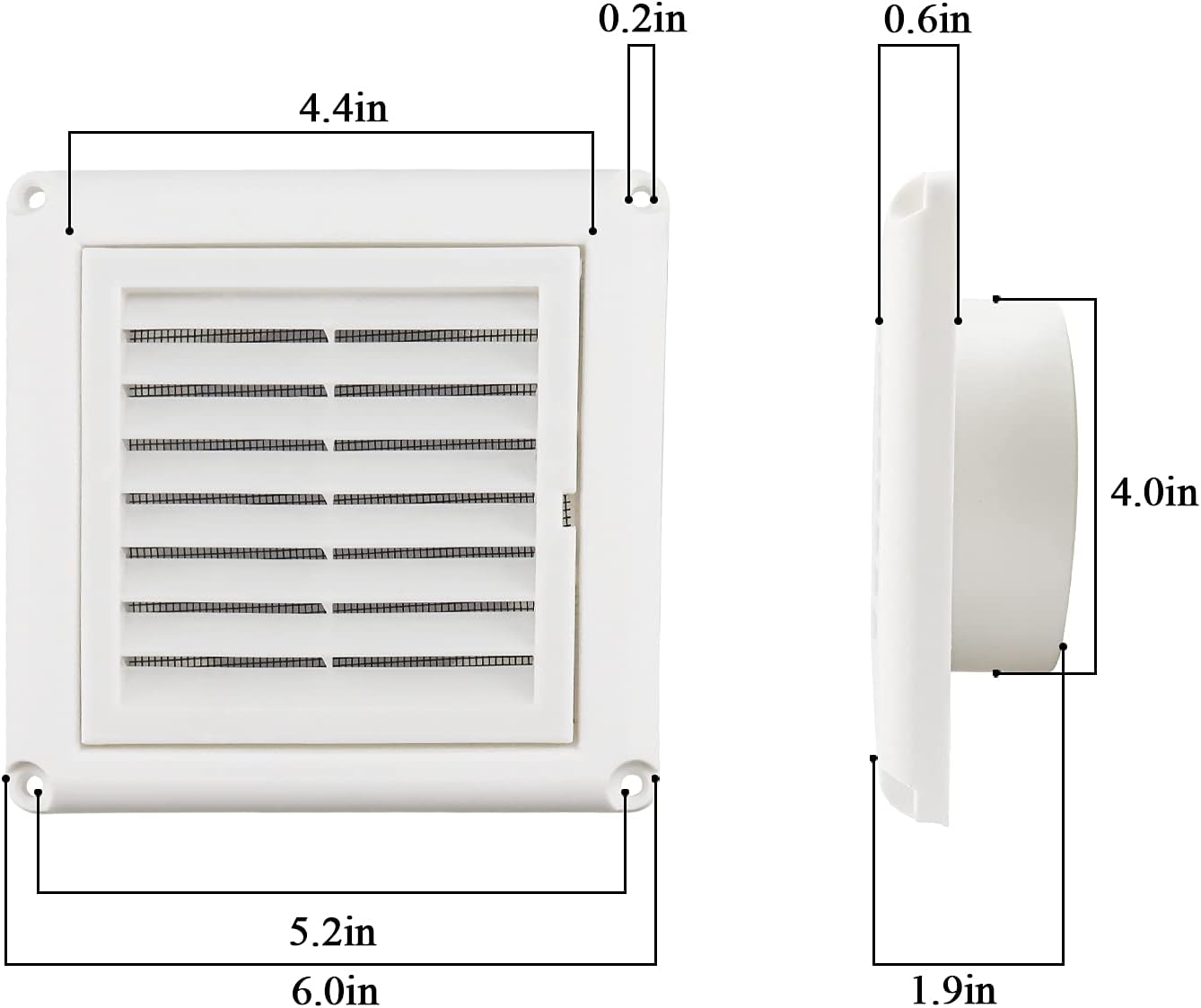 Improvedhand 4" Louvered Vent Cover Keeps Out Birds Nesting for Outside Dryer Exhaust Air Vent Cover(White) : Appliances