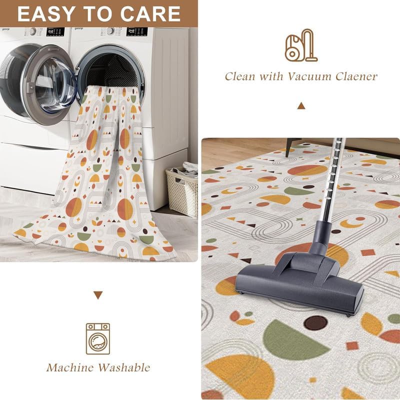 Miniatura 7 de Alfombra abstracta de área pequeña de 2 x 3 pulgadas, lavable, alfombra de entrada de color naranja, suave, antideslizante, alfombra de piso para