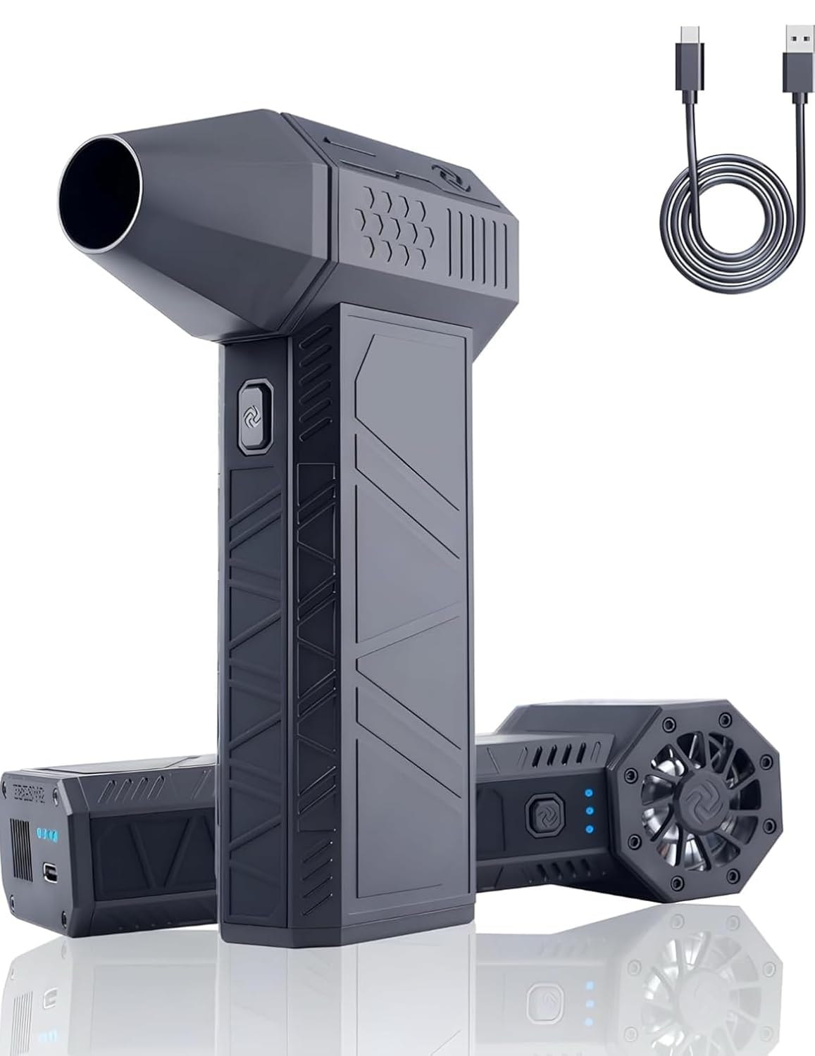 Super Powerful Turbo Air Blower & Vaccum Cordless | Handheld 3rd Generation Brushless Motor 130000 RPM | 3 Speed | 3000mAh Rechargeable | Multi Usage for Car | Home |Led-Light (JET-536)-image-41