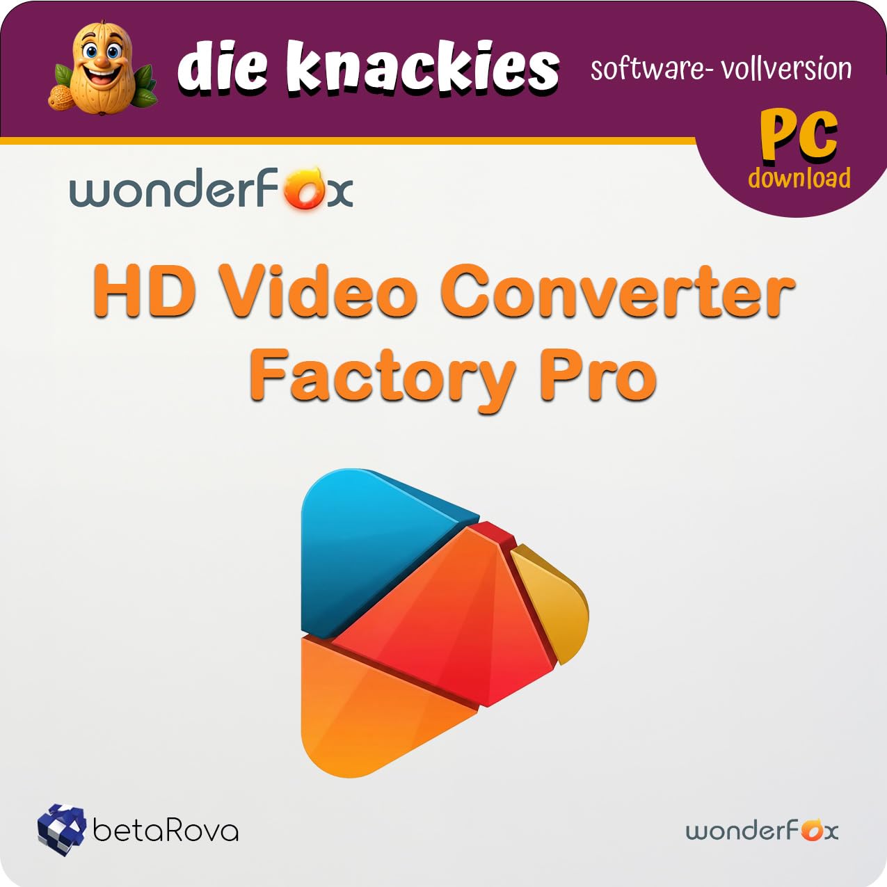die knackies - WonderFox HD Video Converter Factory Pro für PC und 3 Geräte | Dauerlizenz | All-in-One Video Konverter, Downloader, Screen Recorder & Editor