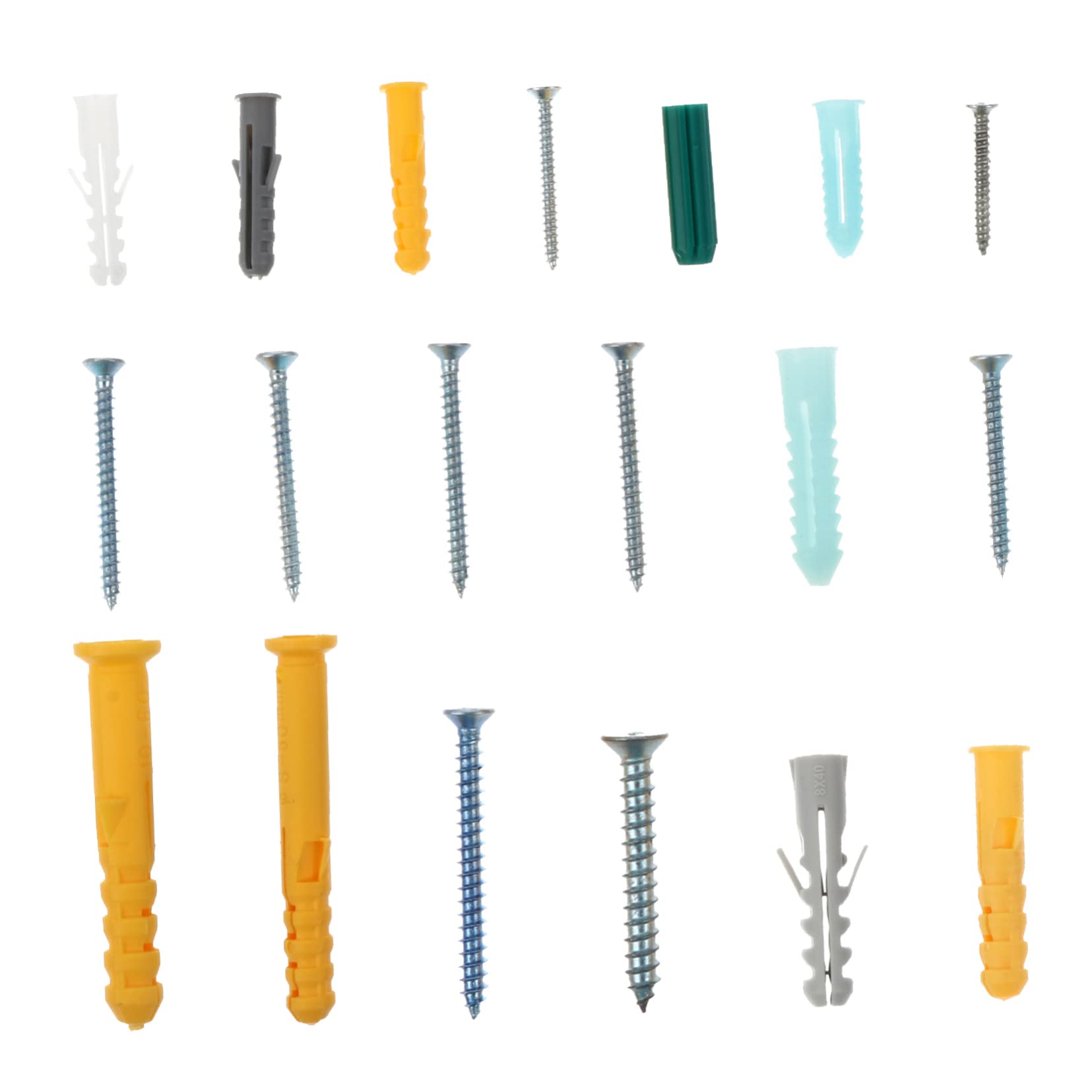 FUNOMOCYA 241pcs Drywall Plastic Anchors Set Self Tapping Screws for Mounting Strong Expansion Force Anti-Rotation Design for Bathroom/Kitchen