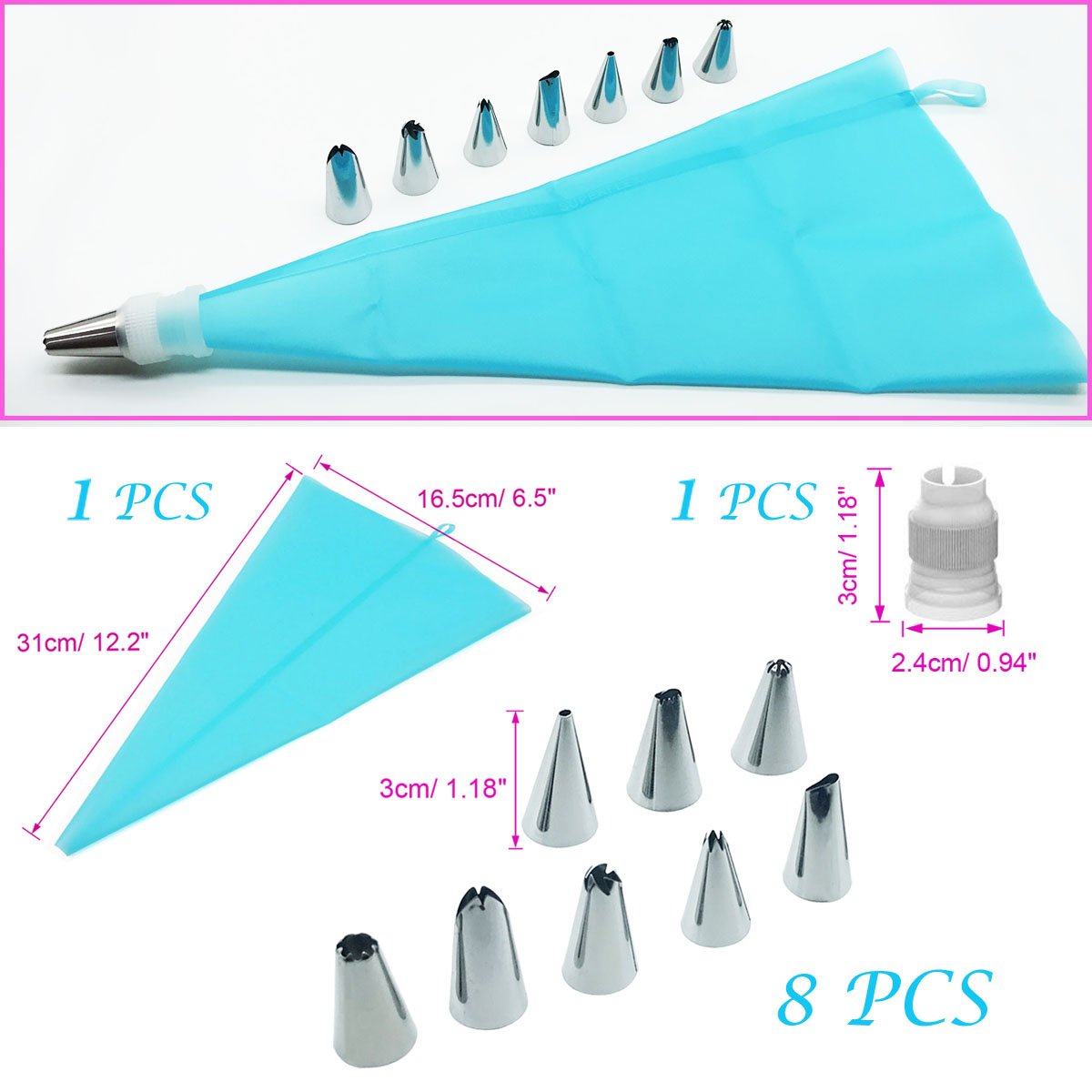 Woohome 17 PCS Cake Decoration Nails, 4 Size Cake Needle Flower Nail