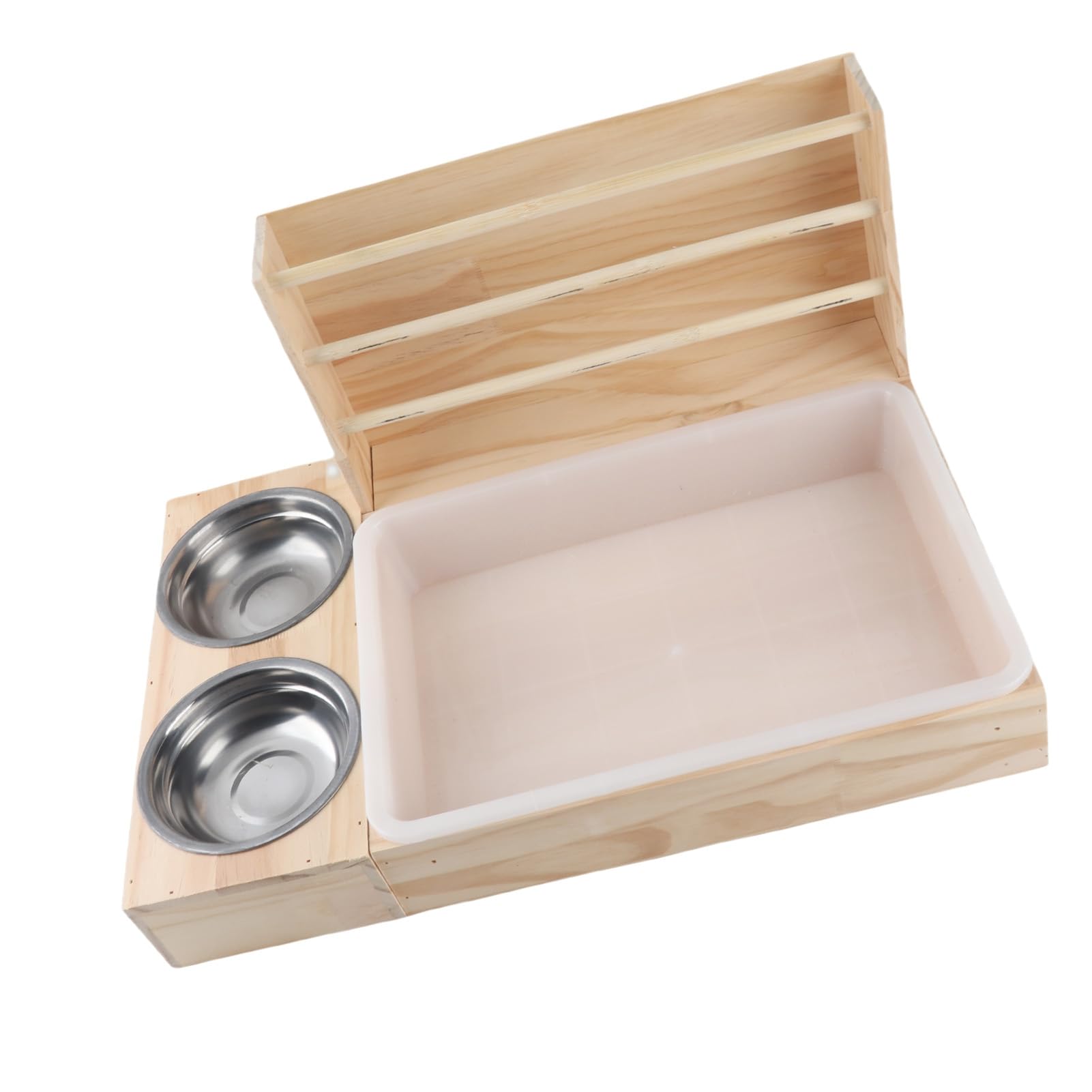 Cocoarm Mangiatoia per Fieno in Legno 3 in 1 per Conigli, con Lettiera e 2 Ciotole, Grande, a Prova di Sporco, per Cavia, cincillà, Coniglio Nano, Piccoli Animali