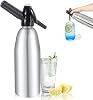 Soda Siphon 1 Litre Carbonated Water Machine Seltzer Water Maker Portable Aluminium Sparkling Water Maker for Making Homemade Juices Mojitos Cocktails Drinks in Home Bars