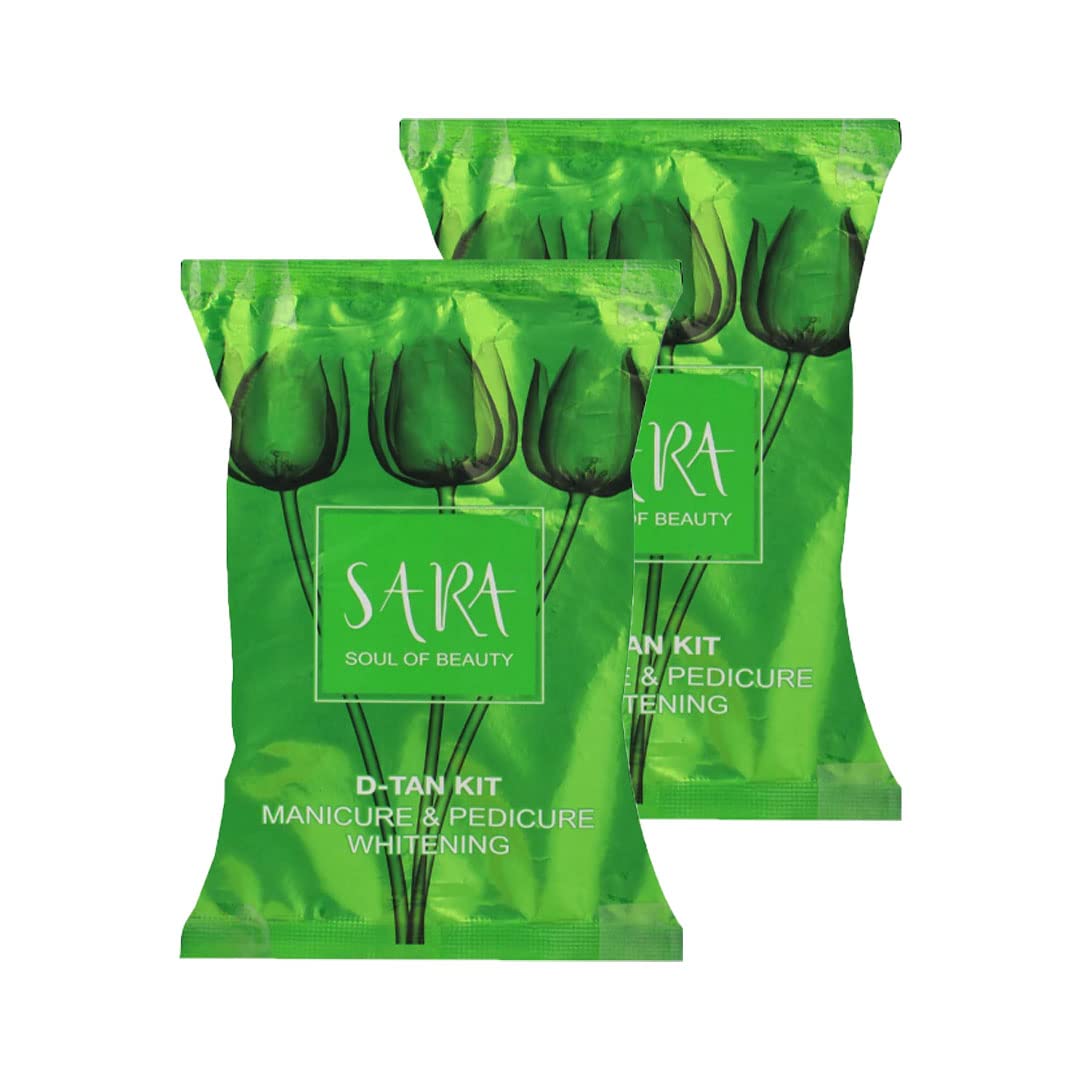 Sara D-Tan Pedicure Manicure Kit for All Skin Type, Infused with Botanical Extracts for Soft, Healthy, & Tan-free Skin 50 gm (Pack of 2)