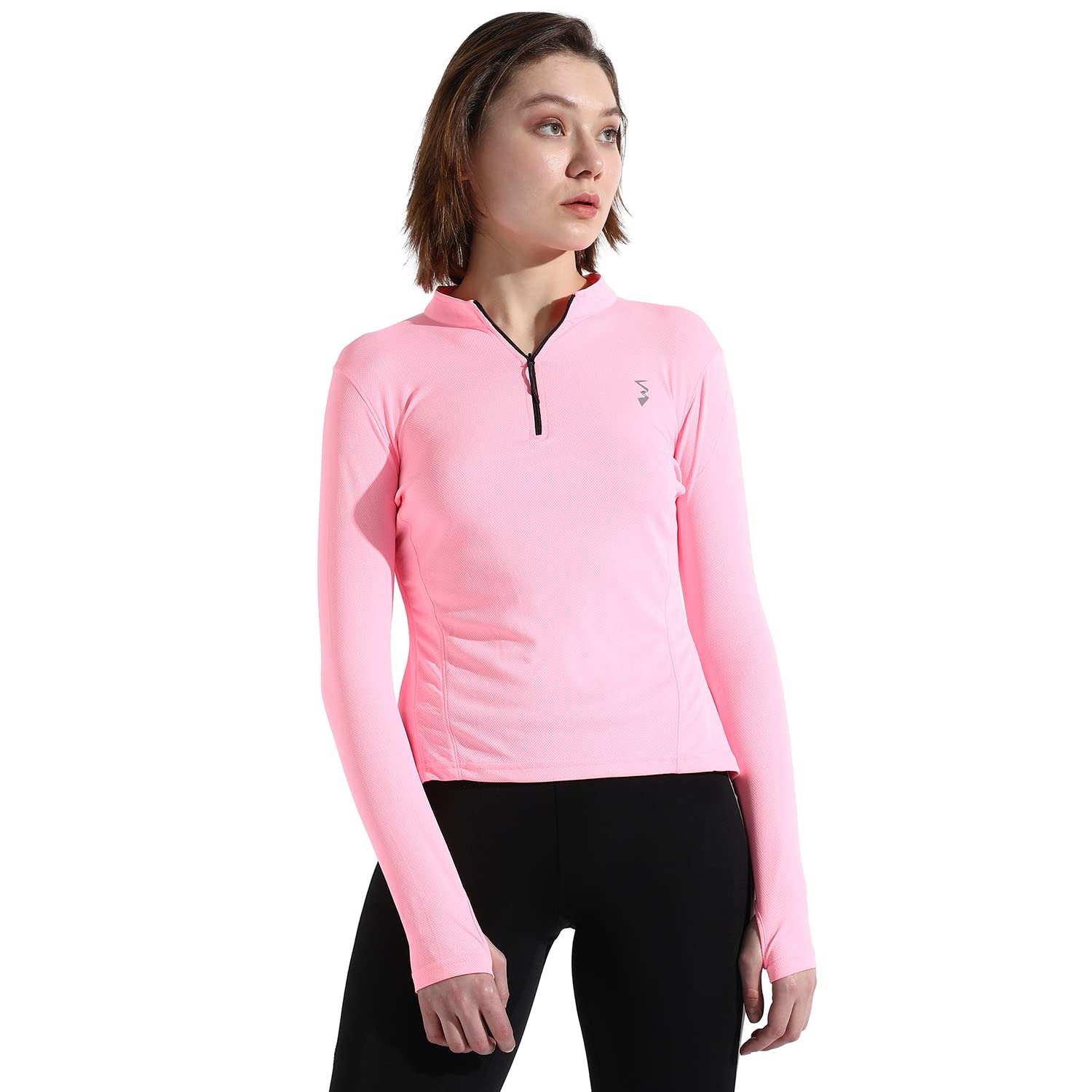 Campus Sutra Women's Polyester Regular Fit Dri-Fit Long Sleeve Activewear T-Shirt for Casual Wear | Activewear T-Shirt Crafted with Comfort Fit and High-Performance for Everyday Wear in neutral