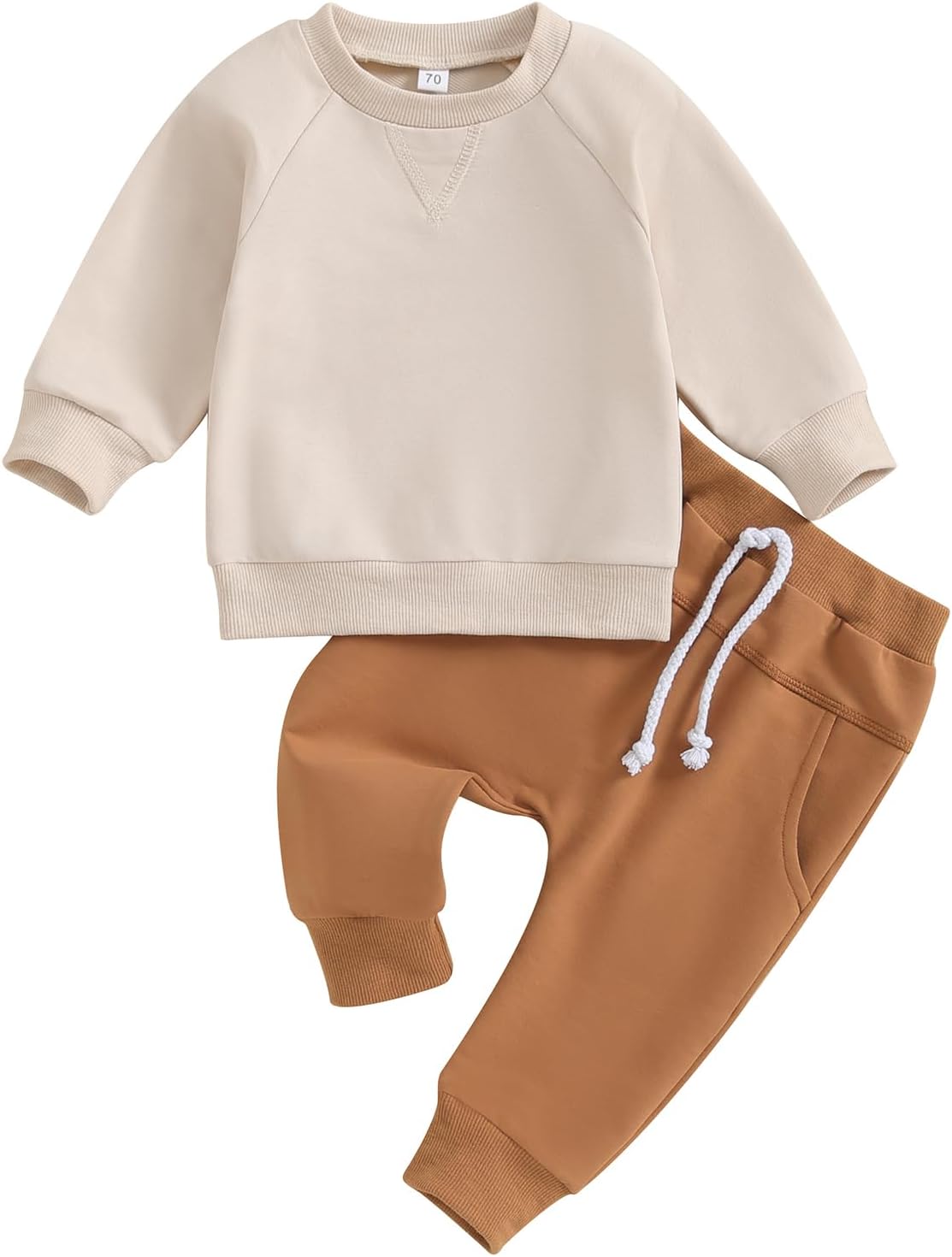 Toddler Baby Boy Clothes Solid Color Long Sleeve Crewneck Sweatshirt Top Casual Pants Set 2Pcs Fall Winter Outfits